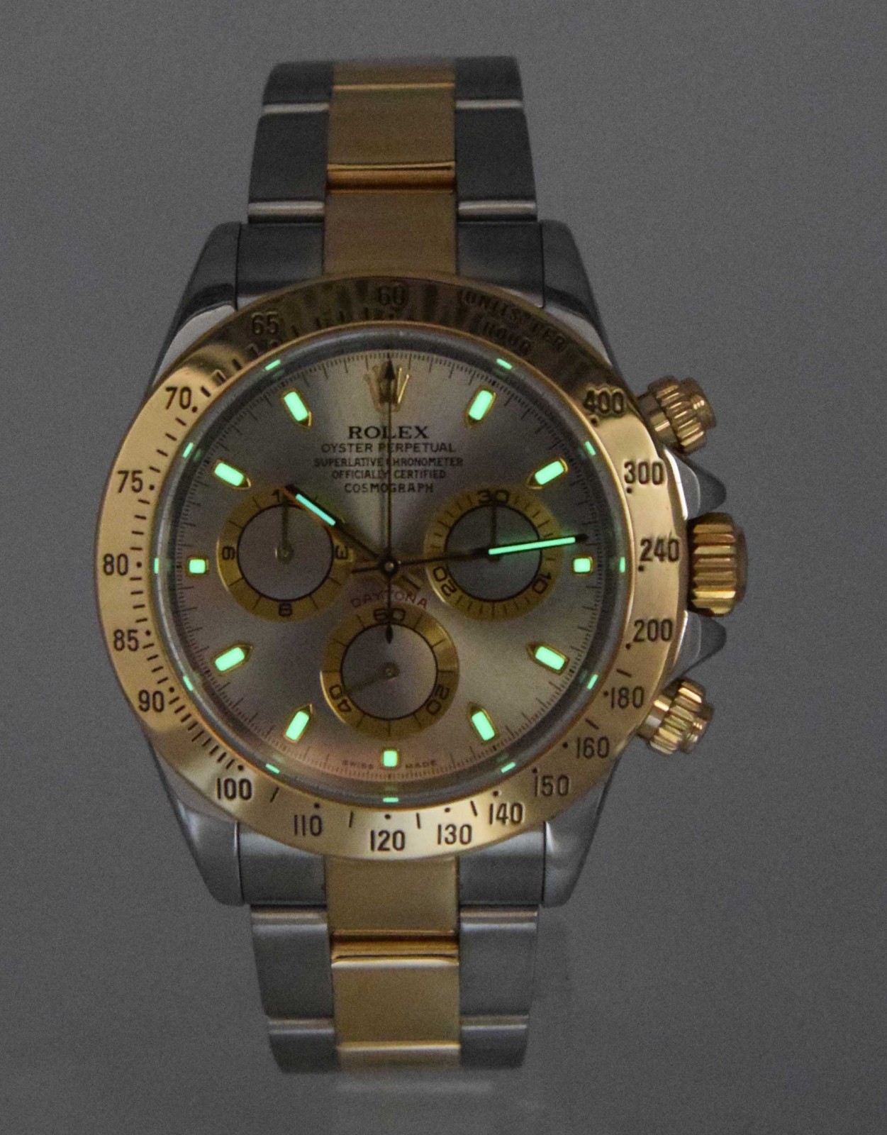 Rolex Daytona Chronograph 18k Yellow Gold/Steel Gray Dial 40mm Watch V 116523