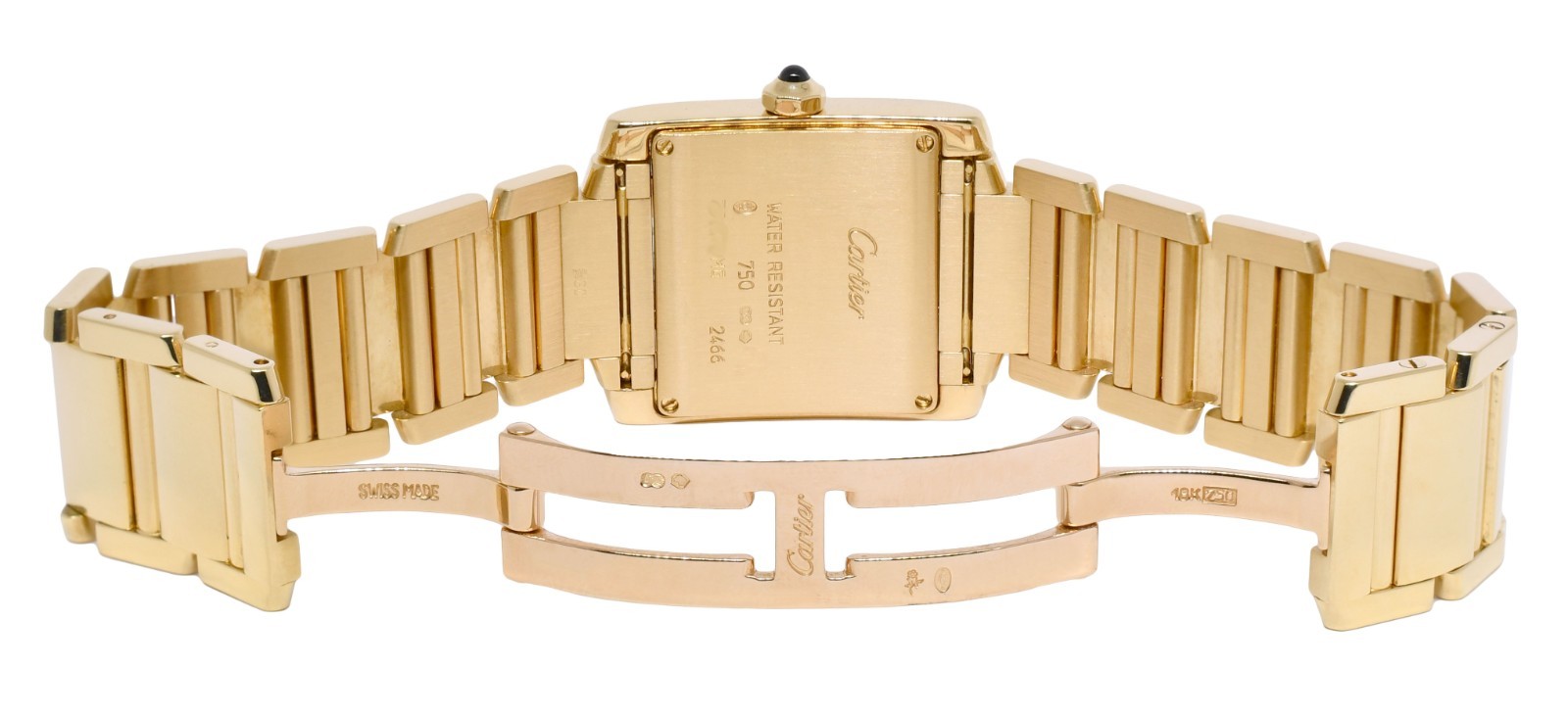 Cartier Tank Francaise Medium 18k YG Ivory Dial Ladies Quartz Date Watch 2466