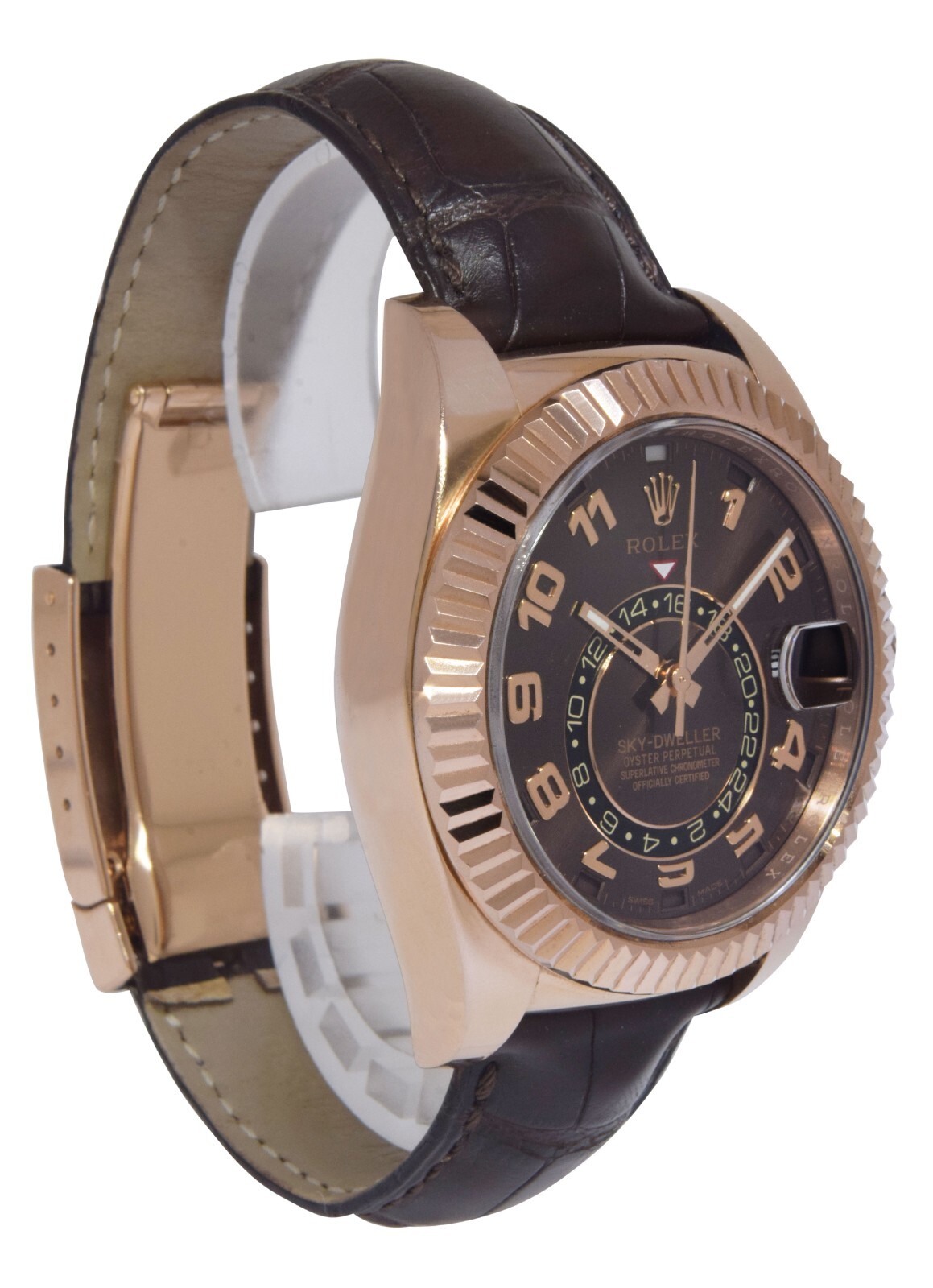Rolex Sky-Dweller GMT 18k Rose Gold Chocolate Dial Mens 42mm Watch 326135