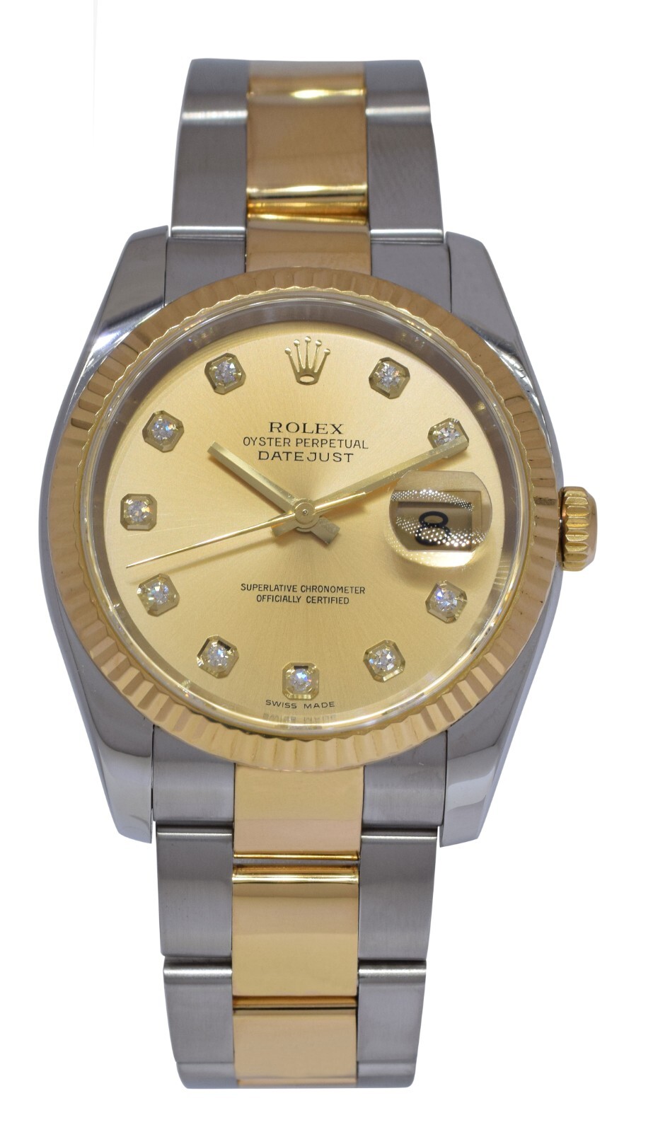 Rolex Datejust 18k Yellow Gold/Steel Champagne Diamond Dial 36mm Watch D 116233 Rolex Datejust 18k Yellow Gold/Steel Champagne Diamond Dial 36mm Watch D 116233