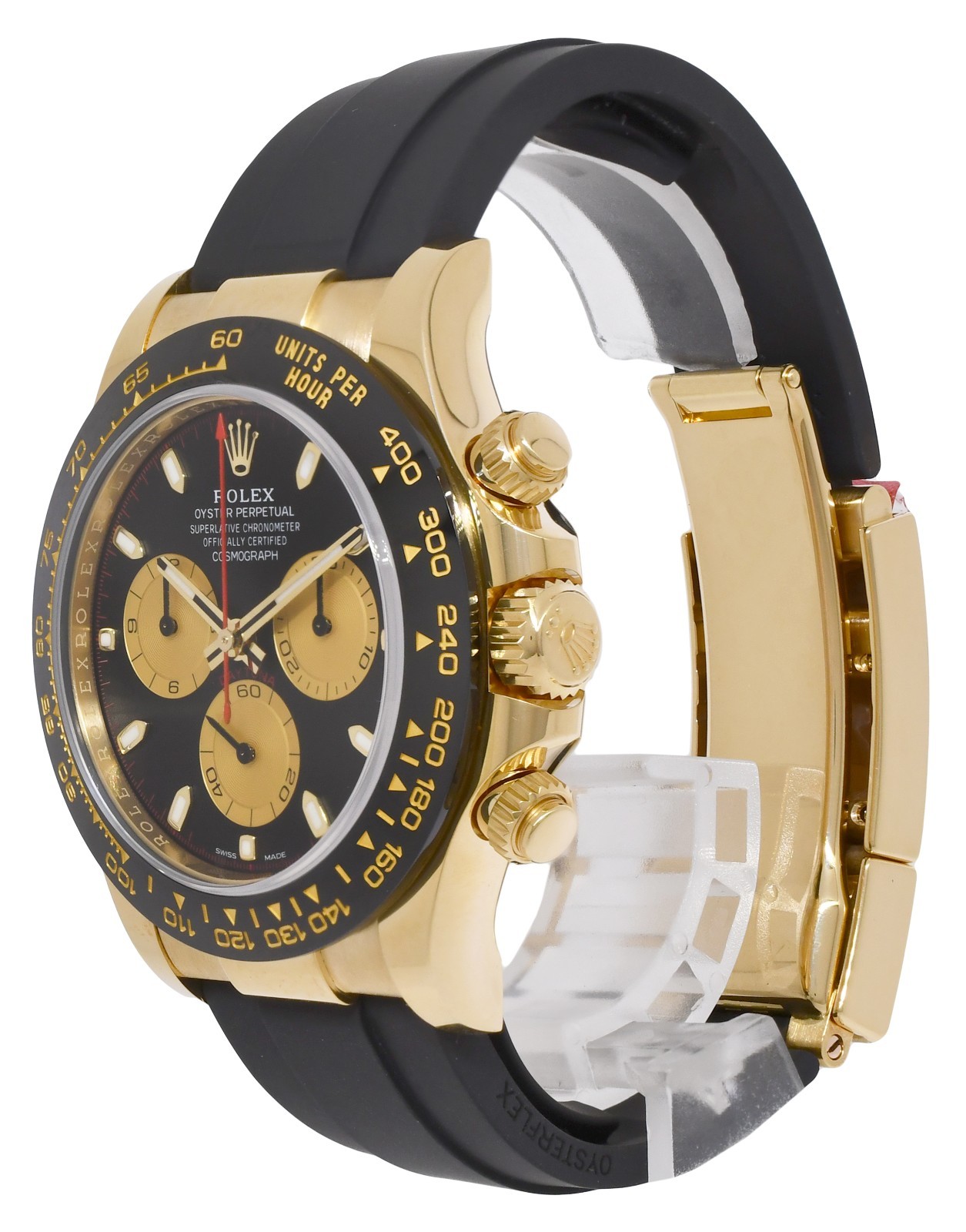 NOS Rolex Daytona 18k Yellow Gold Black Dial Oysterflex Watch '23 B/P 116518