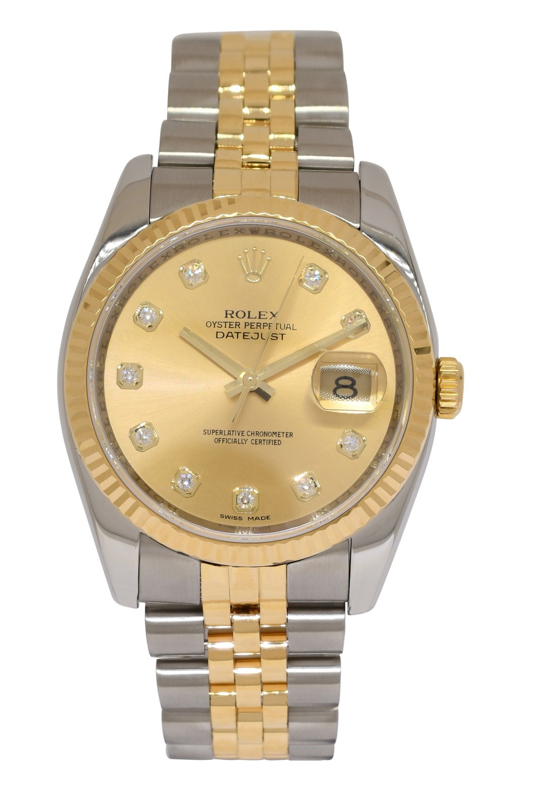 Rolex Datejust 18k Yellow Gold/Steel Champagne Diamond Dial 36mm Watch M 116233 Rolex Datejust 18k Yellow Gold/Steel Champagne Diamond Dial 36mm Watch M 116233