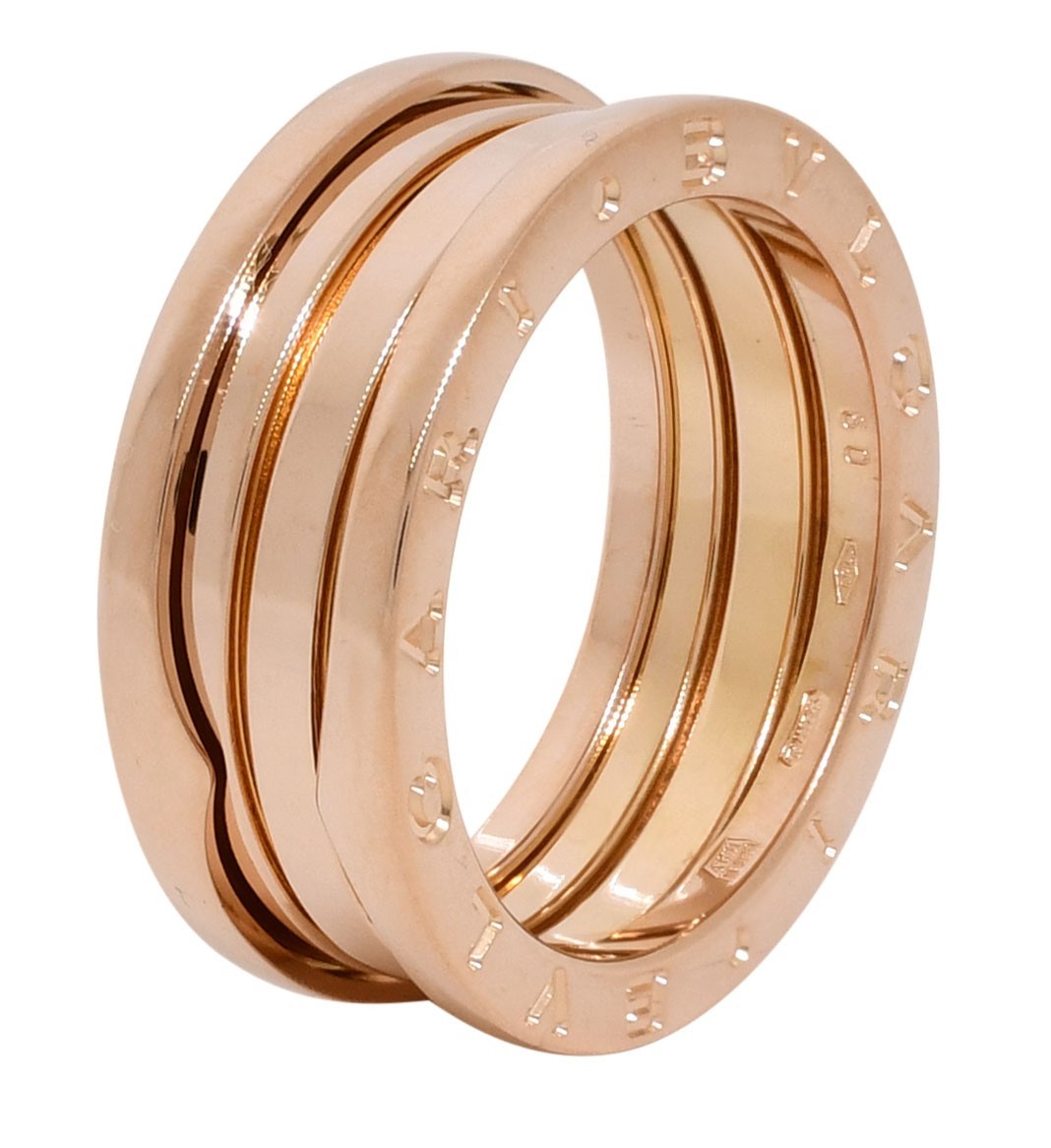 Bvlgari B.Zero1 18k Rose Gold 3 Band Ring Size 60