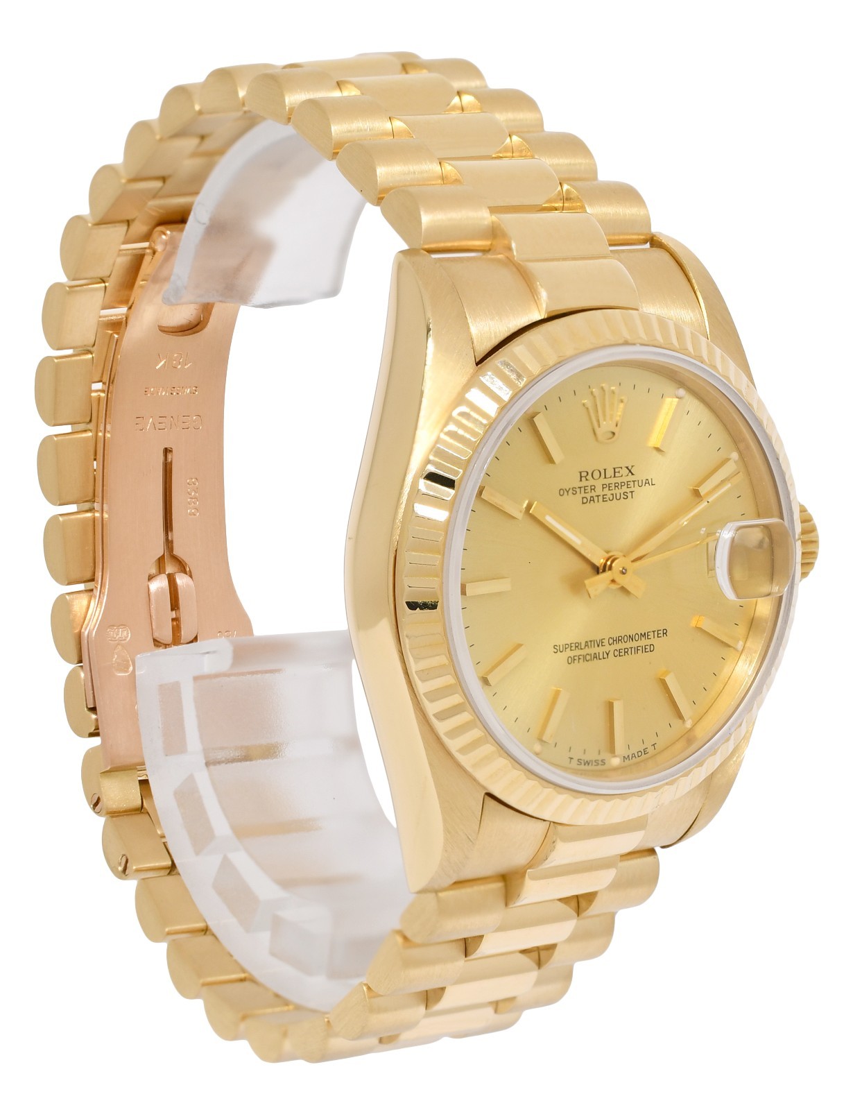 Rolex Datejust President 18k Yellow Gold Champagne 31mm Watch +Papers '88 68278