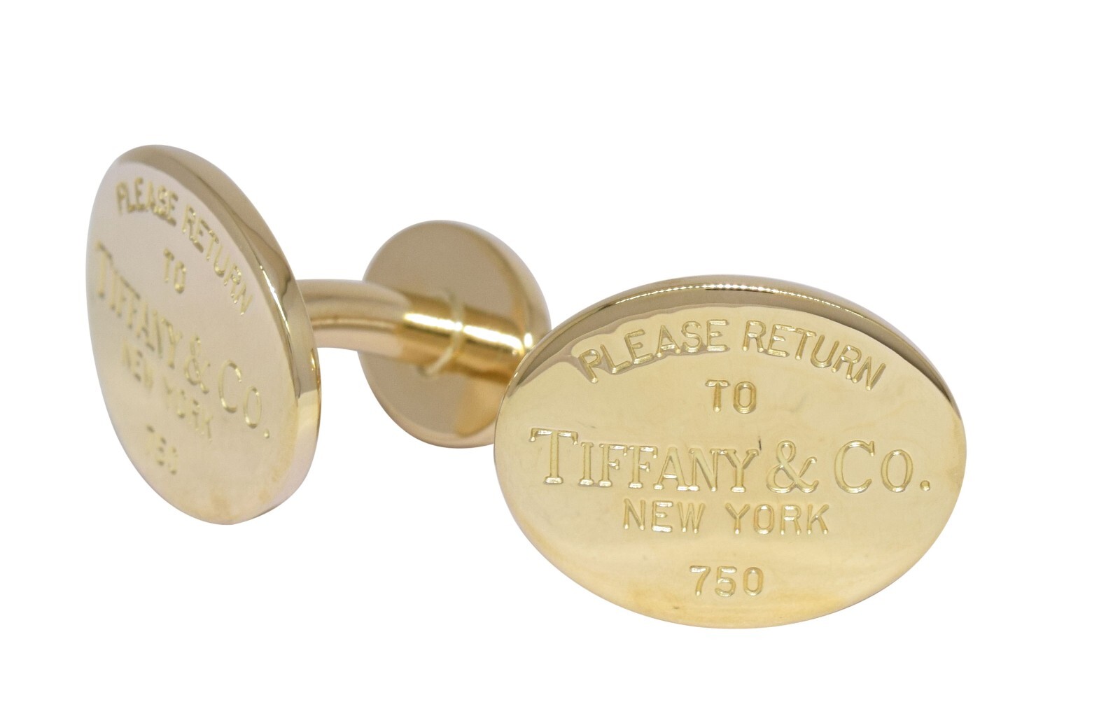Tiffany & Co. "Return to Tiffany" 18k Yellow Gold Cufflinks +Pouch