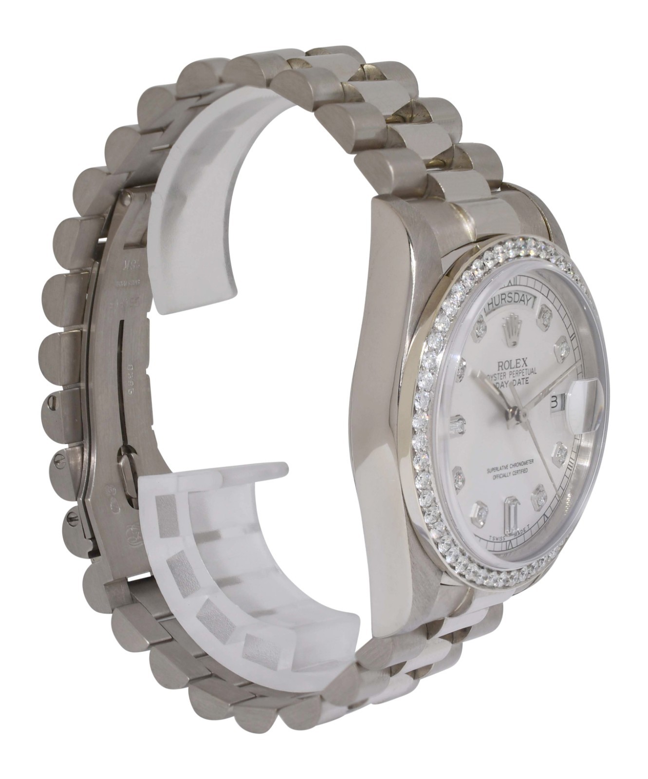 Rolex Day-Date President 18k White Gold Diamond Dial/Bezel 36mm Watch '84 18039