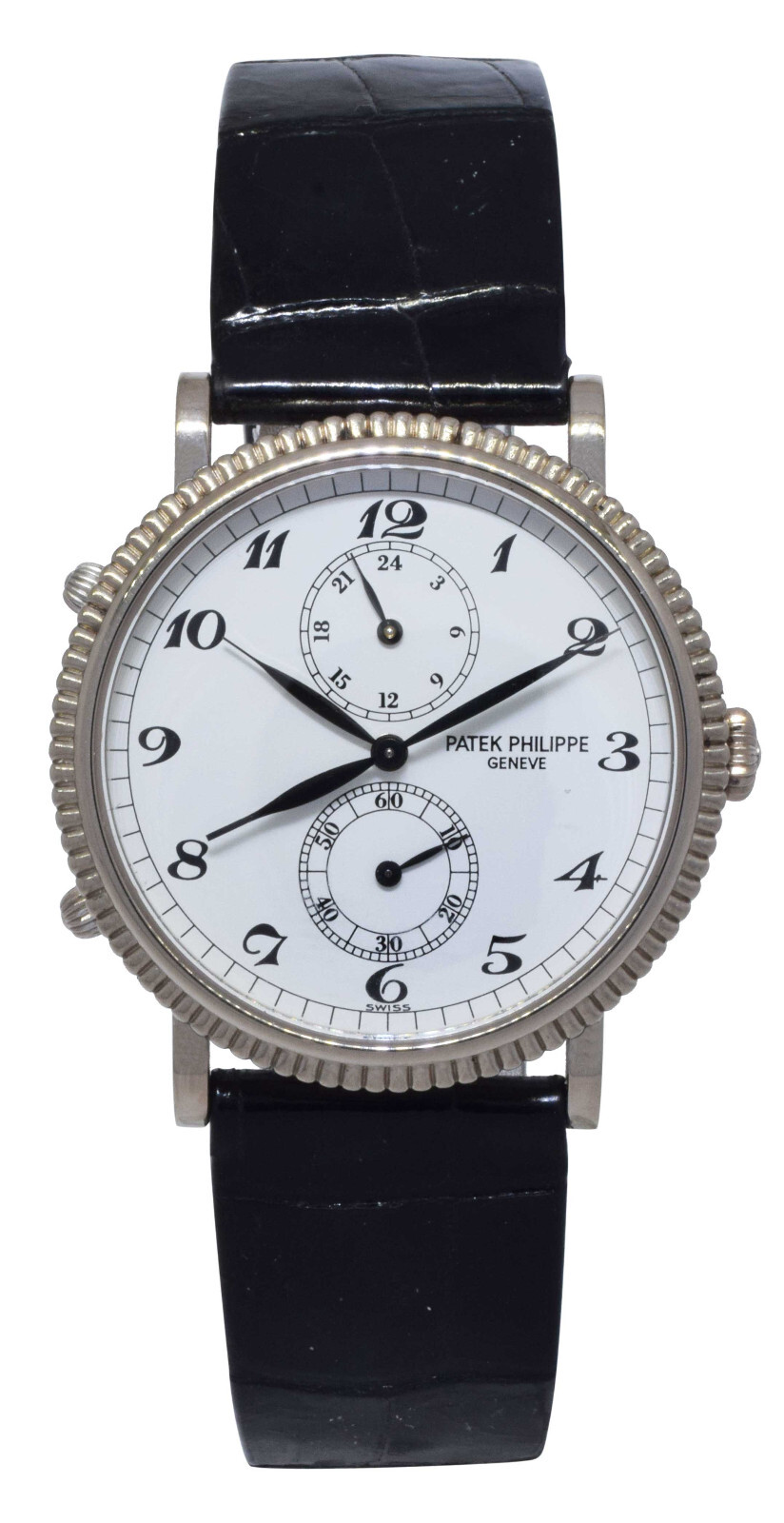 Patek Philippe Travel Time 5034 18k White Gold Mens 34mm Manual Watch 5034G