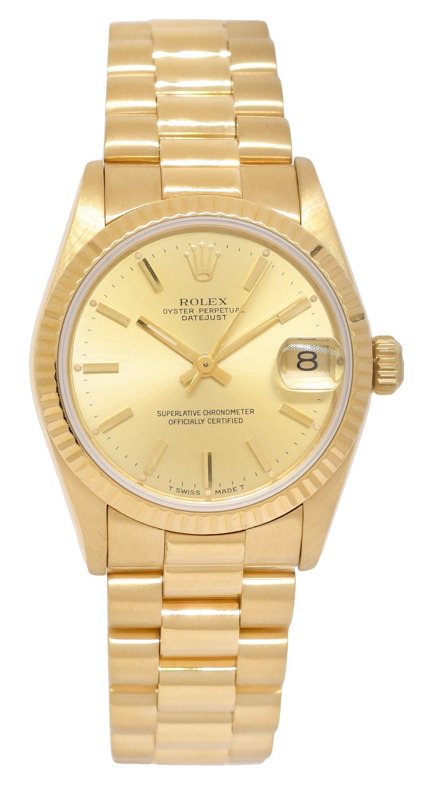 Rolex Datejust President 18k Yellow Gold Champagne 31mm Watch +Papers '88 68278