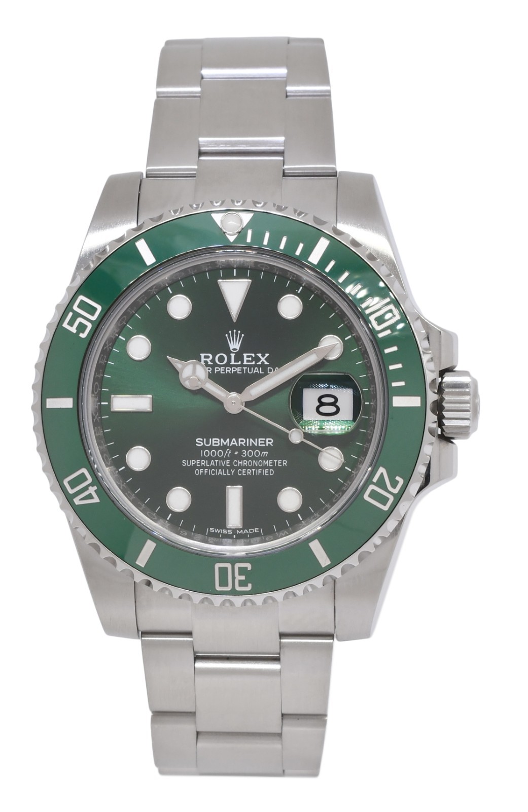 Rolex Submariner Hulk Steel Green Dial/Bezel Ceramic 40mm Watch B/P '17 116610