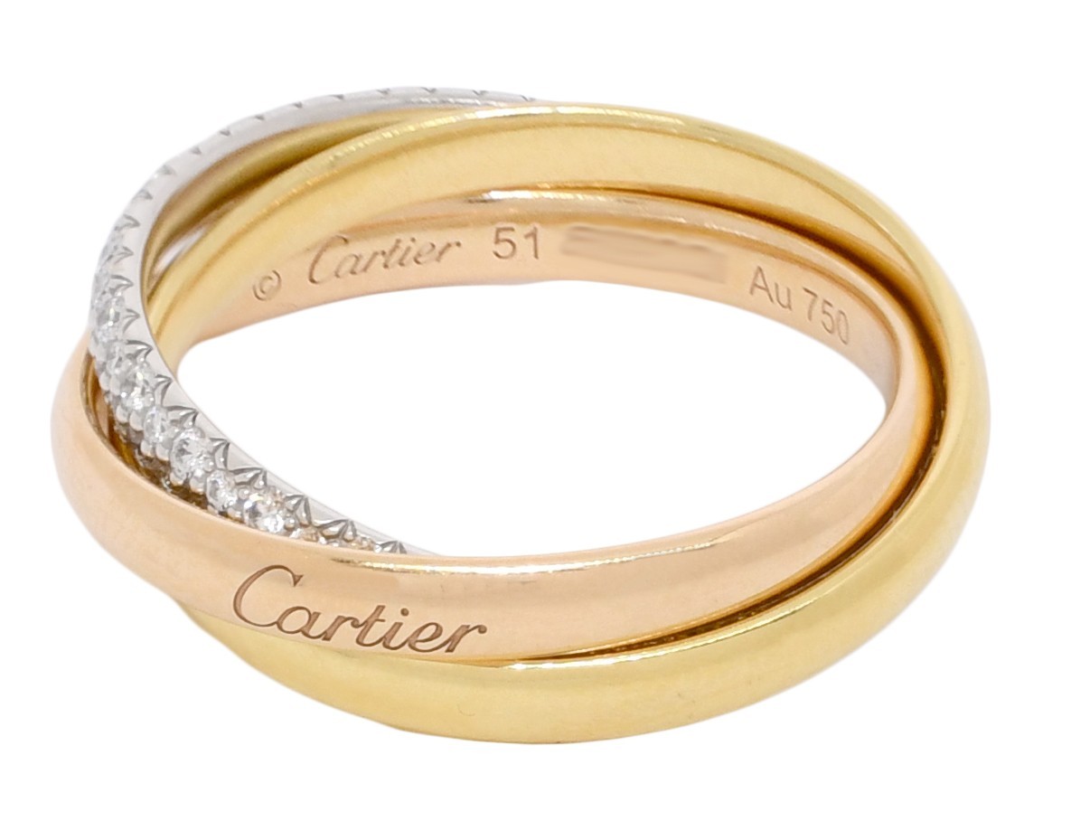 Cartier Trinity Small Ring Diamond 18k Tri-Color Gold Size 51 B/P '25 B4235951