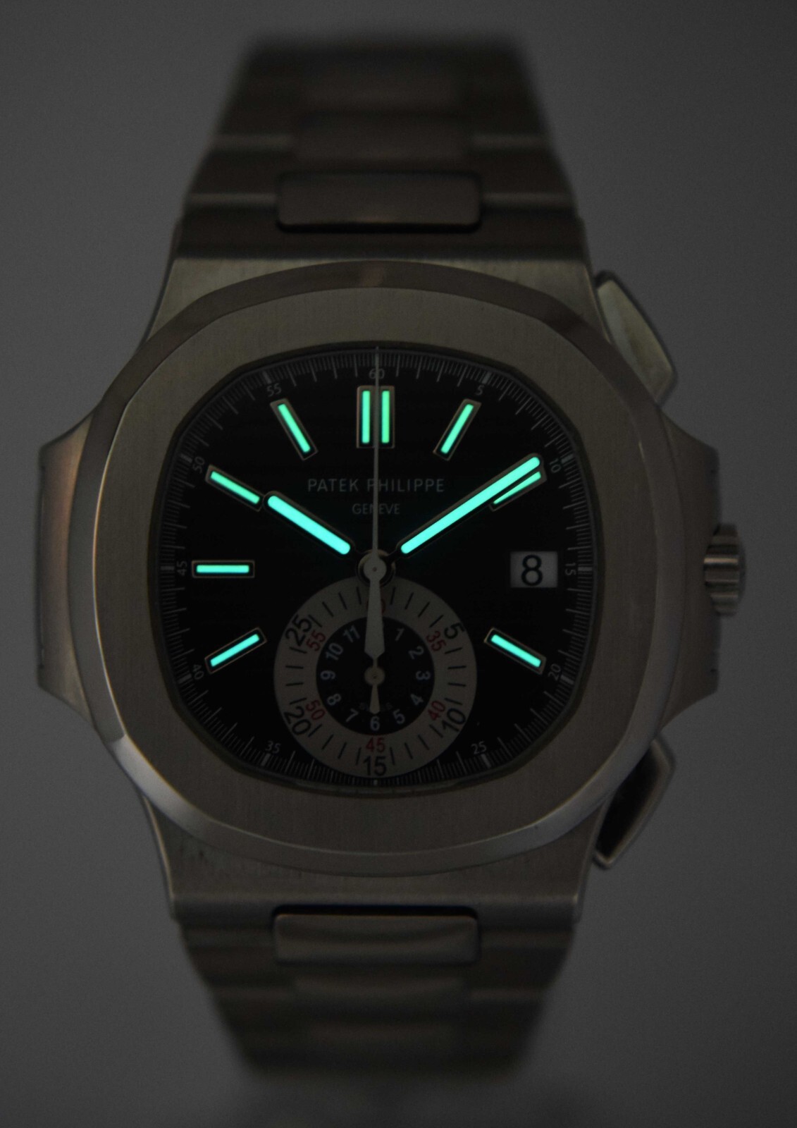 Patek Philippe Nautilus 5980 Chronograph Steel Blue Dial Watch B/P '13 5980/1A