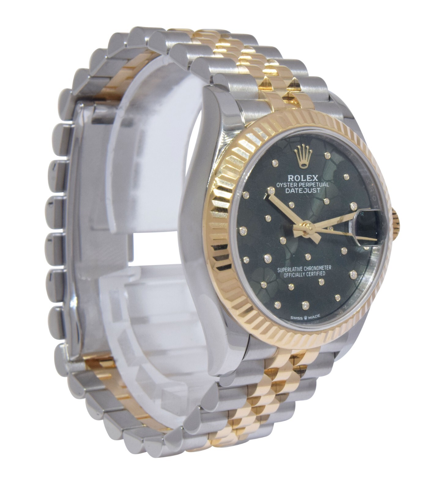 Rolex Datejust 31 18k Yellow Gold/Steel Olive Floral Motif Diamond Watch 278273