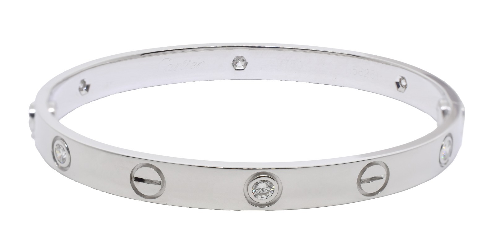 Cartier Vintage Love Bracelet 6 Diamond 18k White Gold Size 16 B/P 1999