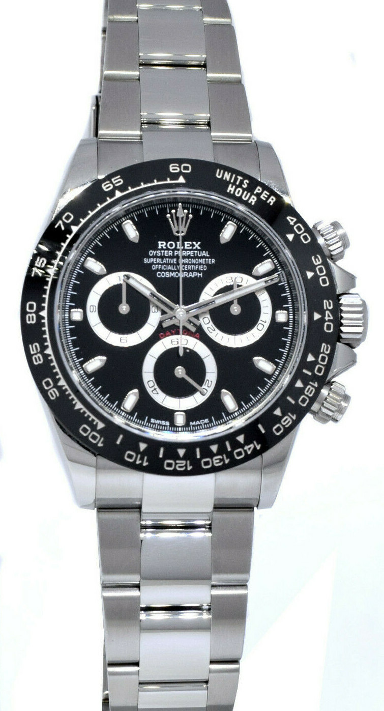 NEW Rolex Daytona Chronograph Steel & Ceramic Watch Black B/P '22 116500