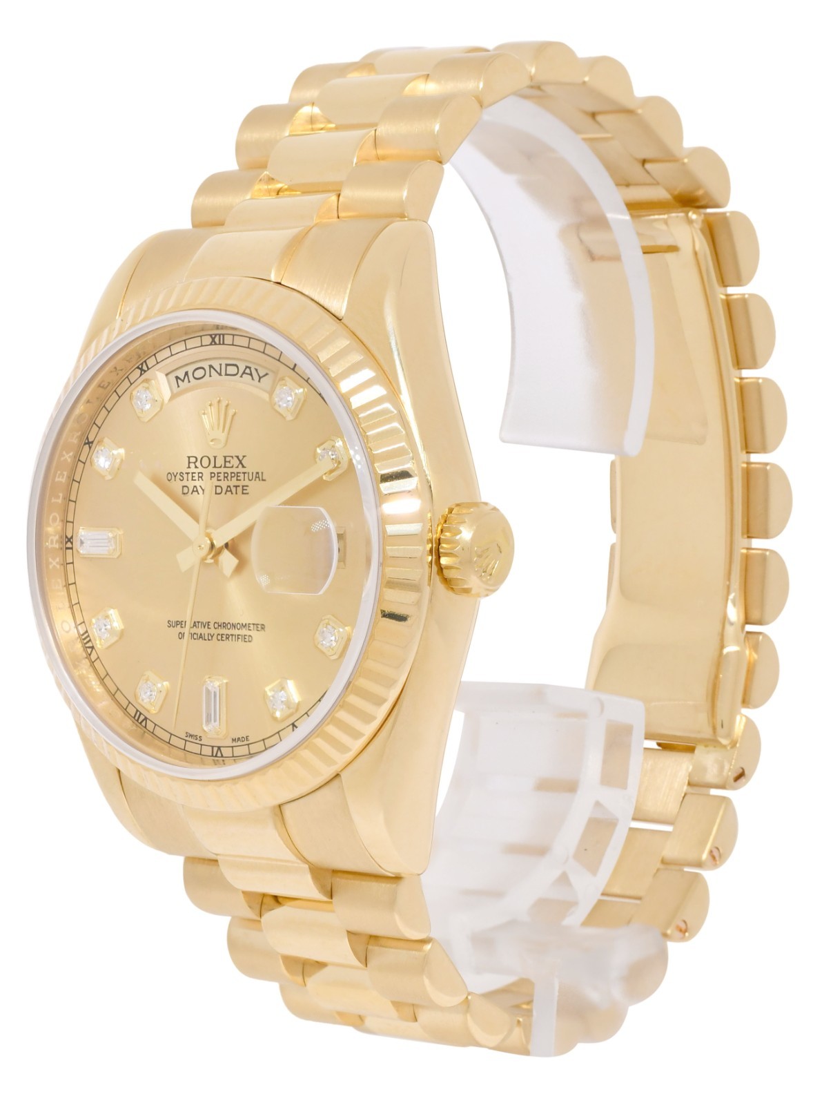 Rolex Day-Date President Yellow Gold Champagne Diamond Dial 36mm Watch Z 118238