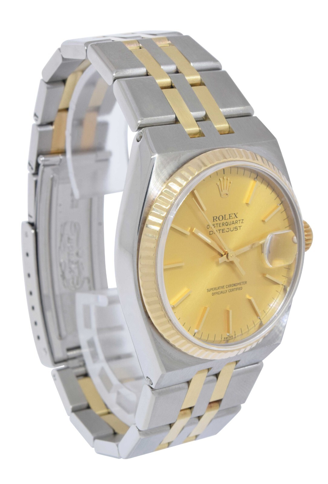 Rolex Datejust Oysterquartz 14k Yellow Gold/Steel Champagne 36mm Watch '79 17013