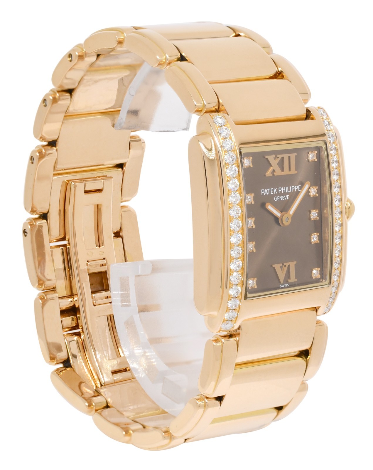 Patek Philippe Twenty~4 18k Rose Gold & Diamond Chocolate Ladies Watch 4910/11R