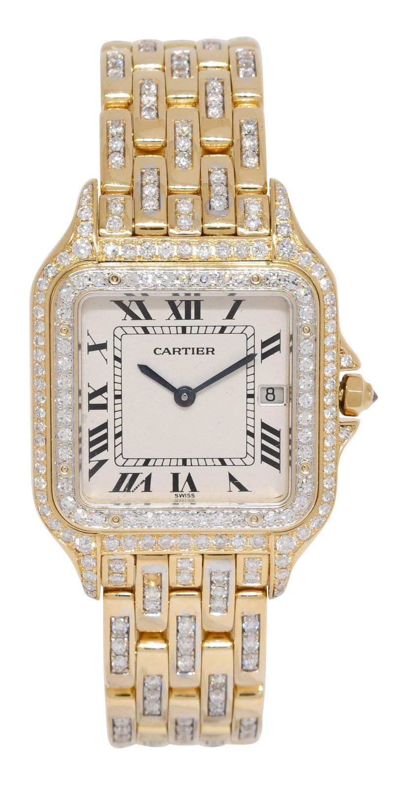 Cartier Panthere Large 18k Yellow Gold & Pave Diamond Ladies Quartz Watch 1270