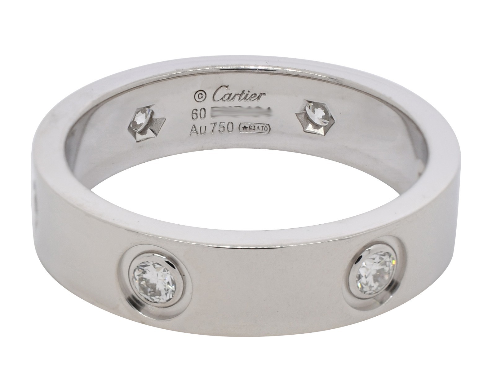 Cartier Love Ring 18k White Gold & 6 Diamond Classic Model Size 60