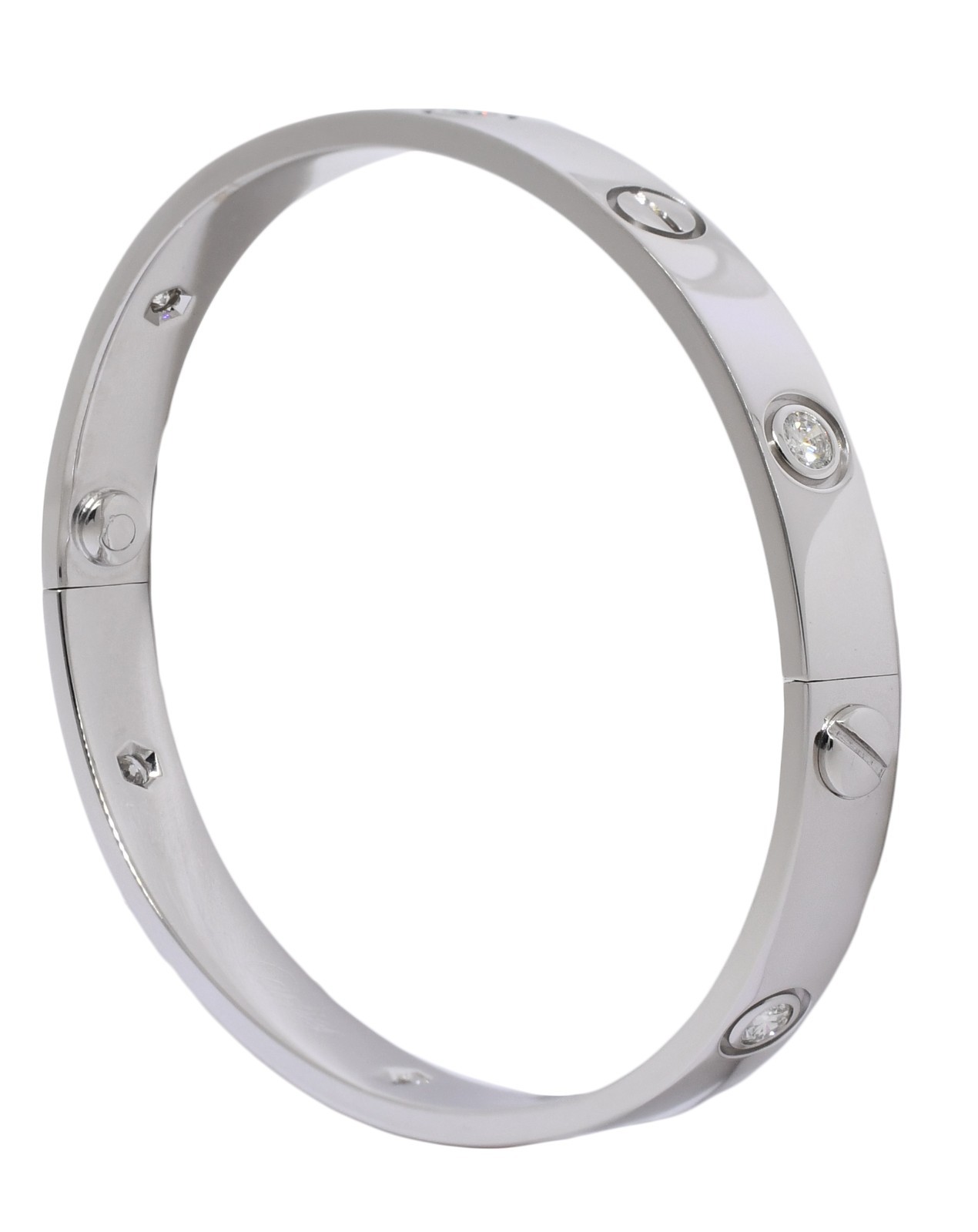 Cartier Vintage Love Bracelet 6 Diamond 18k White Gold Size 16 B/P 1999