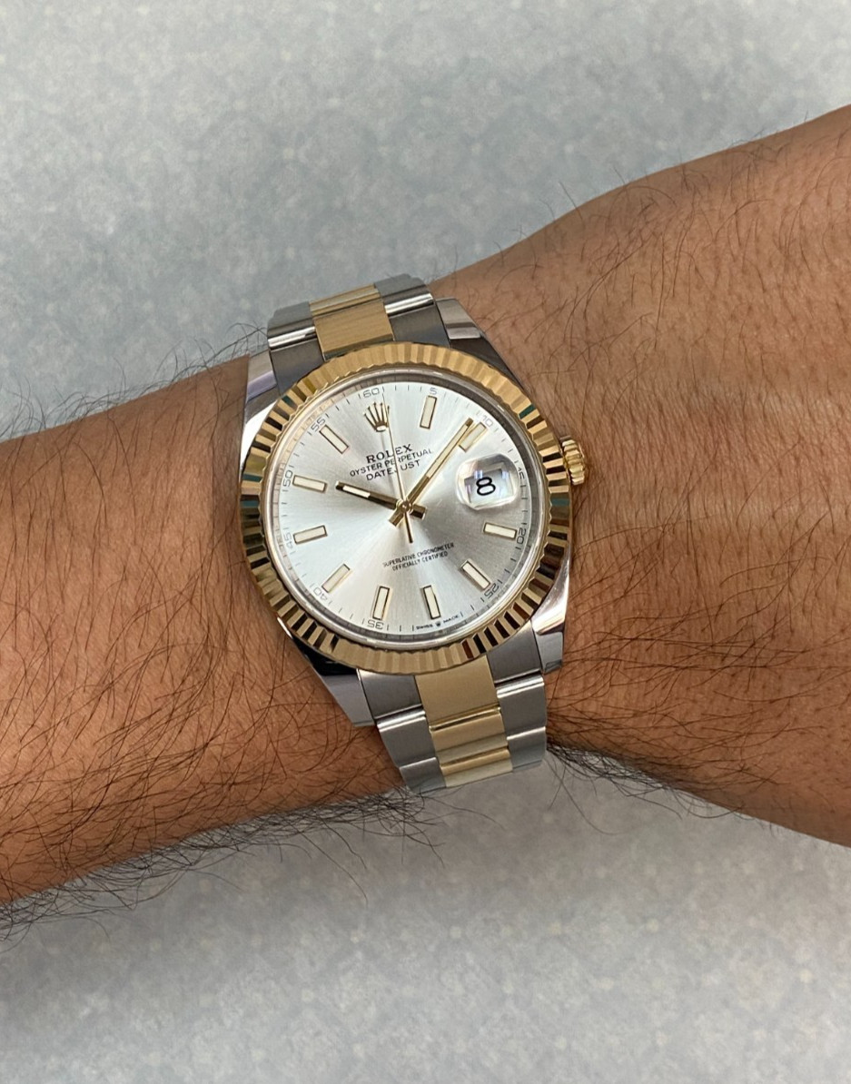 Rolex Datejust 41 Yellow Gold/Steel Silver Dial Oyster Watch +Card '22 126333