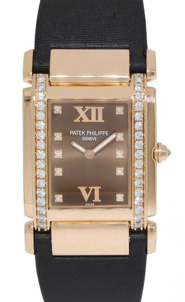 Patek Philippe Twenty~4 Rose Gold & Diamond Chocolate Ladies Watch B/P '08 4920R