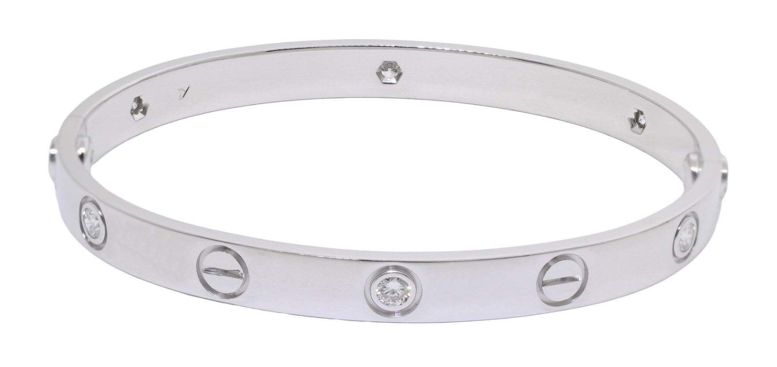Cartier Vintage Love Bracelet 6 Diamond 18k White Gold Size 16 B/P 1999