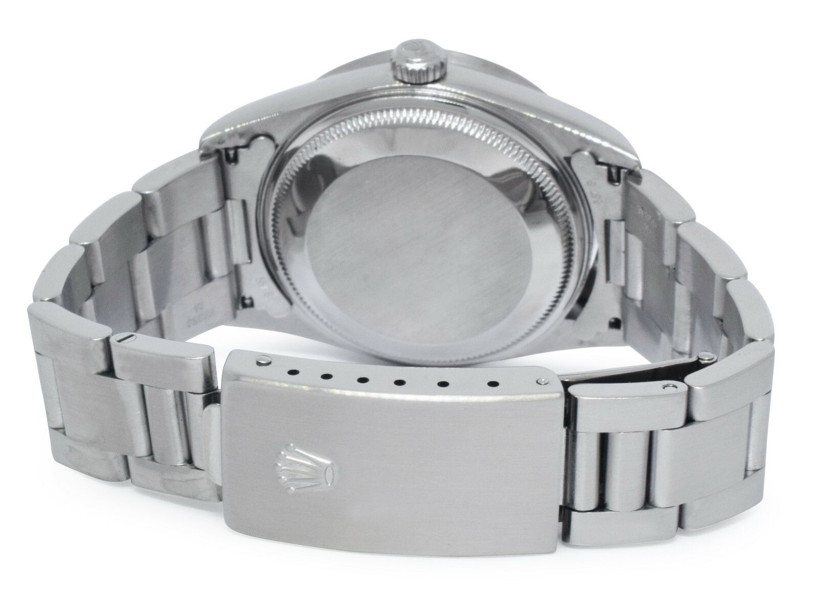 Rolex Date Steel Silver Dial Engine Turned Bezel 34mm Watch D 15210