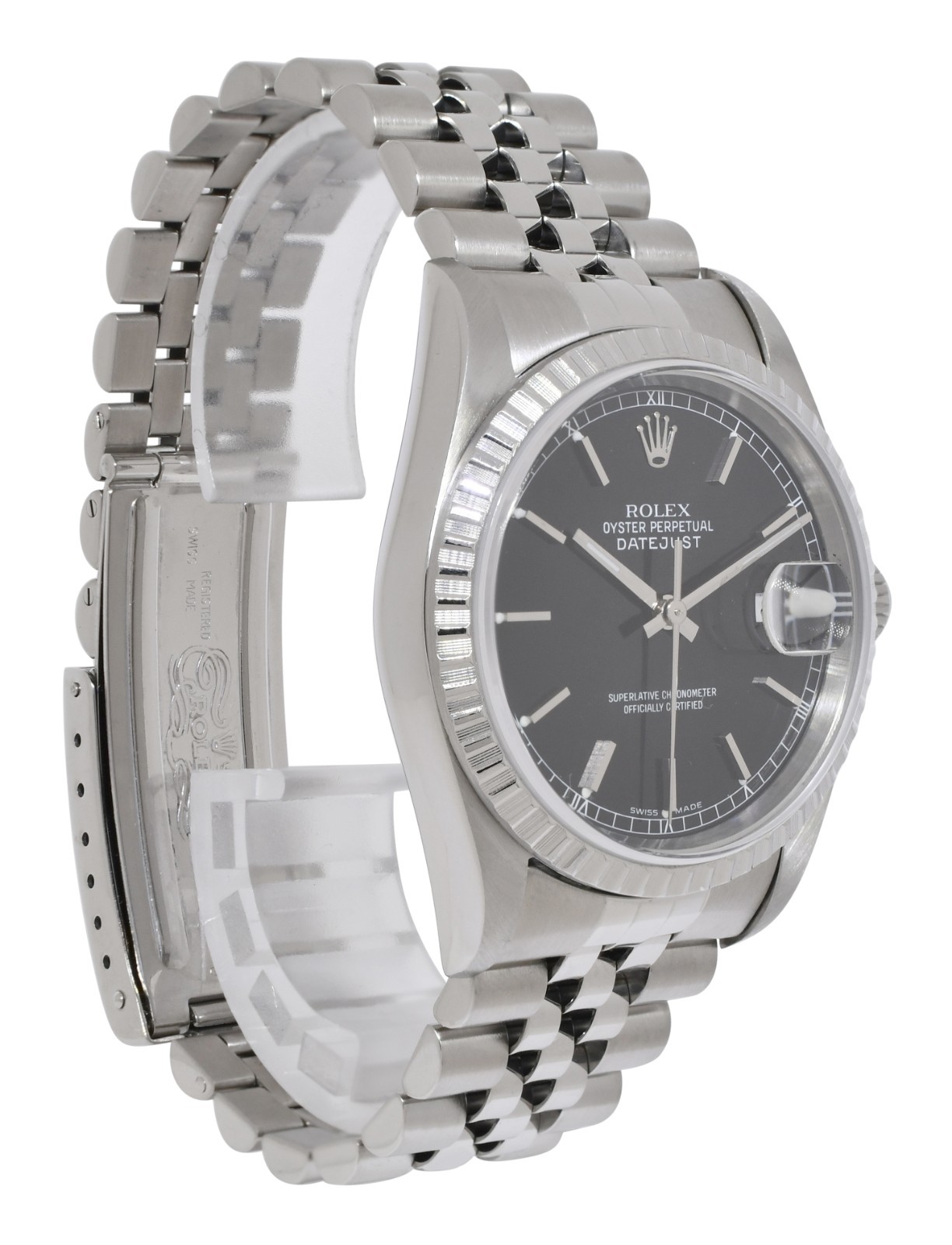 Rolex Datejust Steel Black Dial Jubilee Bracelet 36mm Watch +Papers K 16200 Rolex Datejust Steel Black Dial Jubilee Bracelet 36mm Watch +Papers K 16200