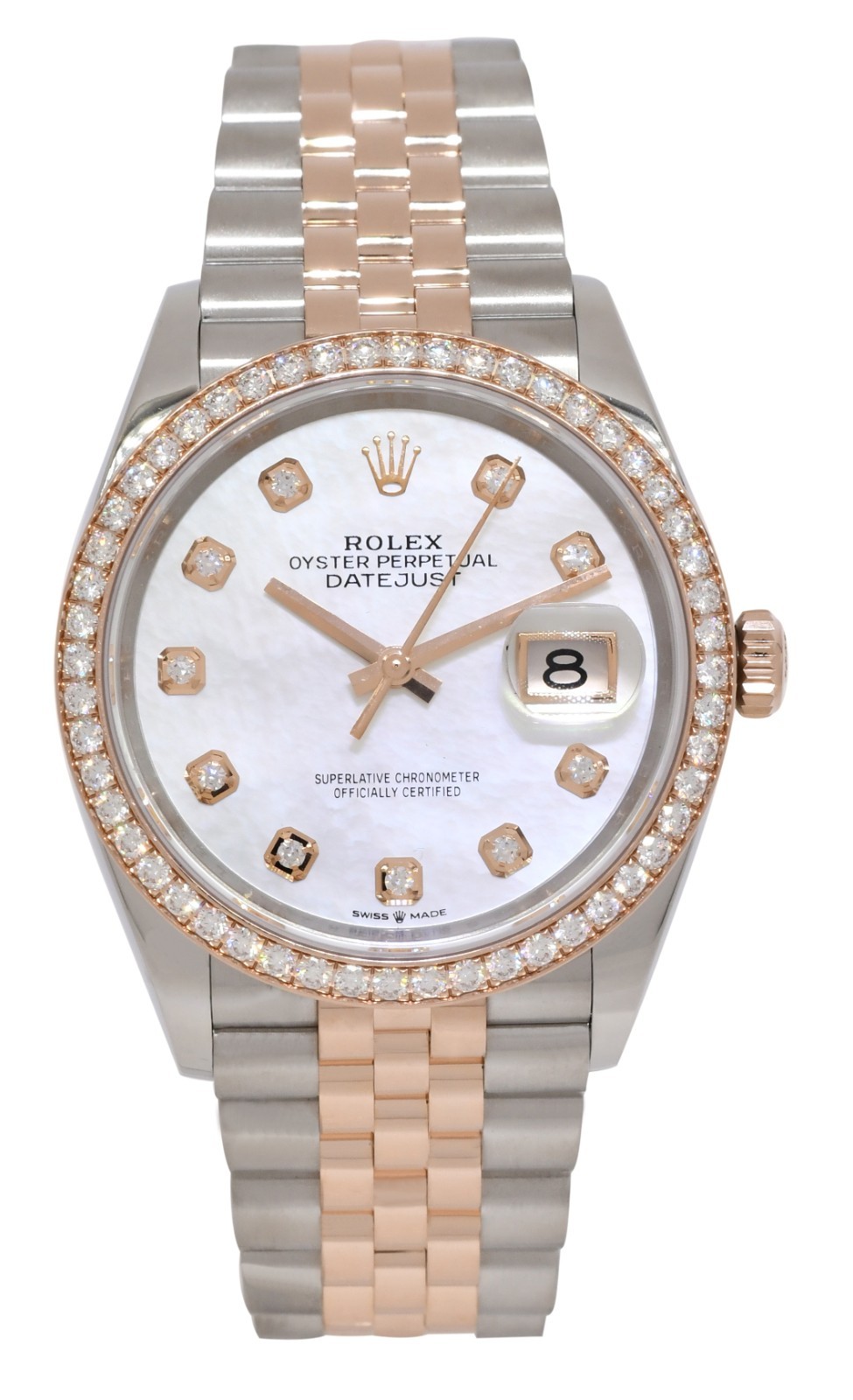 Rolex Datejust 36 18k Rose Gold/Steel MOP Diamond Dial/Bezel Watch '18+ 126281