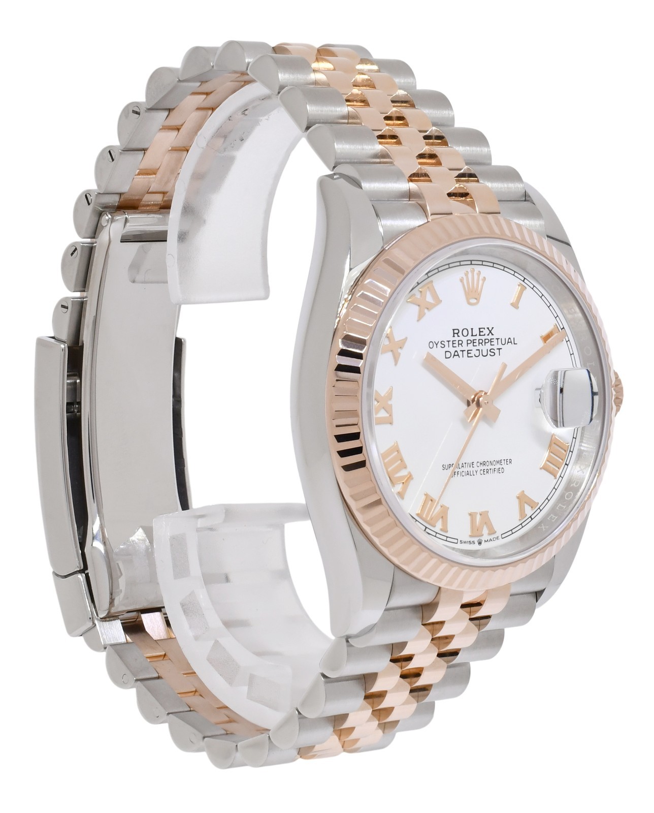 Rolex Datejust 36 18k Rose Gold/Steel White Dial Jubilee Watch +Card '21 126231
