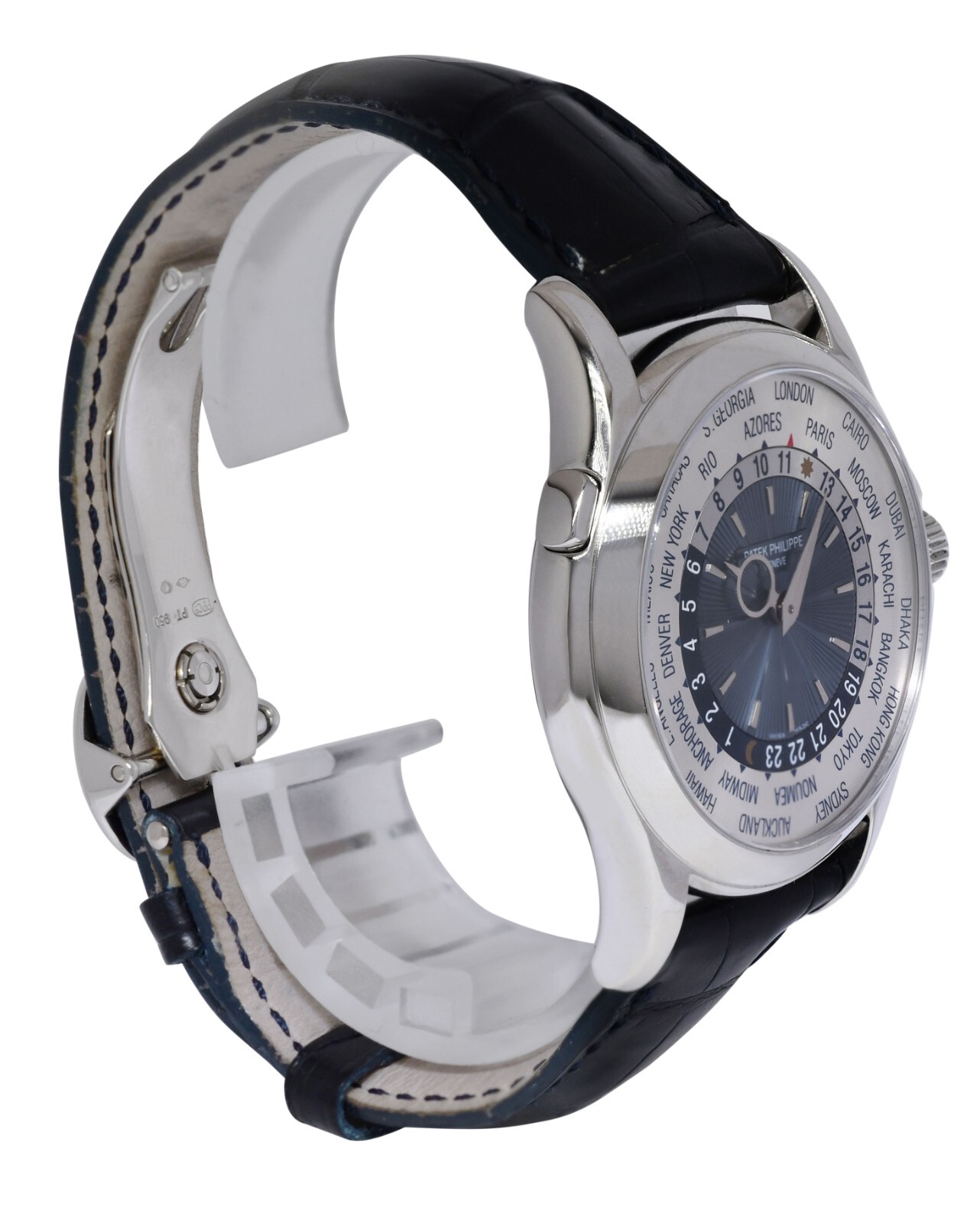 Patek Philippe World Time 5130 Platinum Complications Mens 39.5mm Watch 5130P