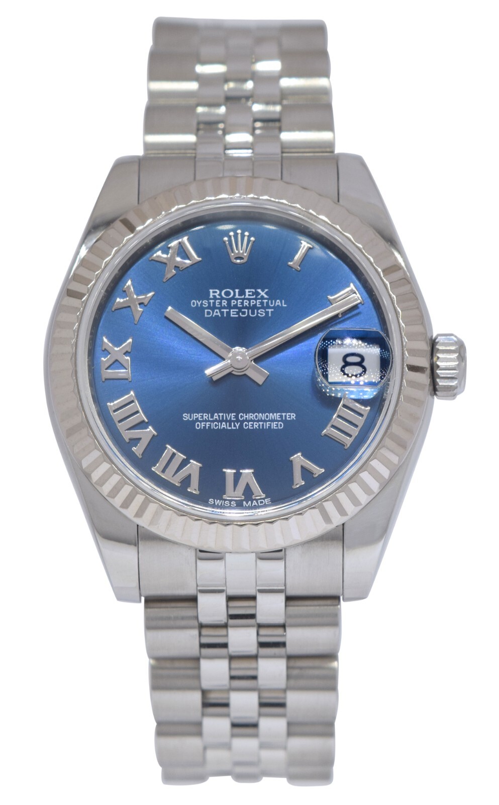 Rolex Datejust Steel 18k Gold Bezel Blue Dial Ladies 31mm Watch '12+ 178274