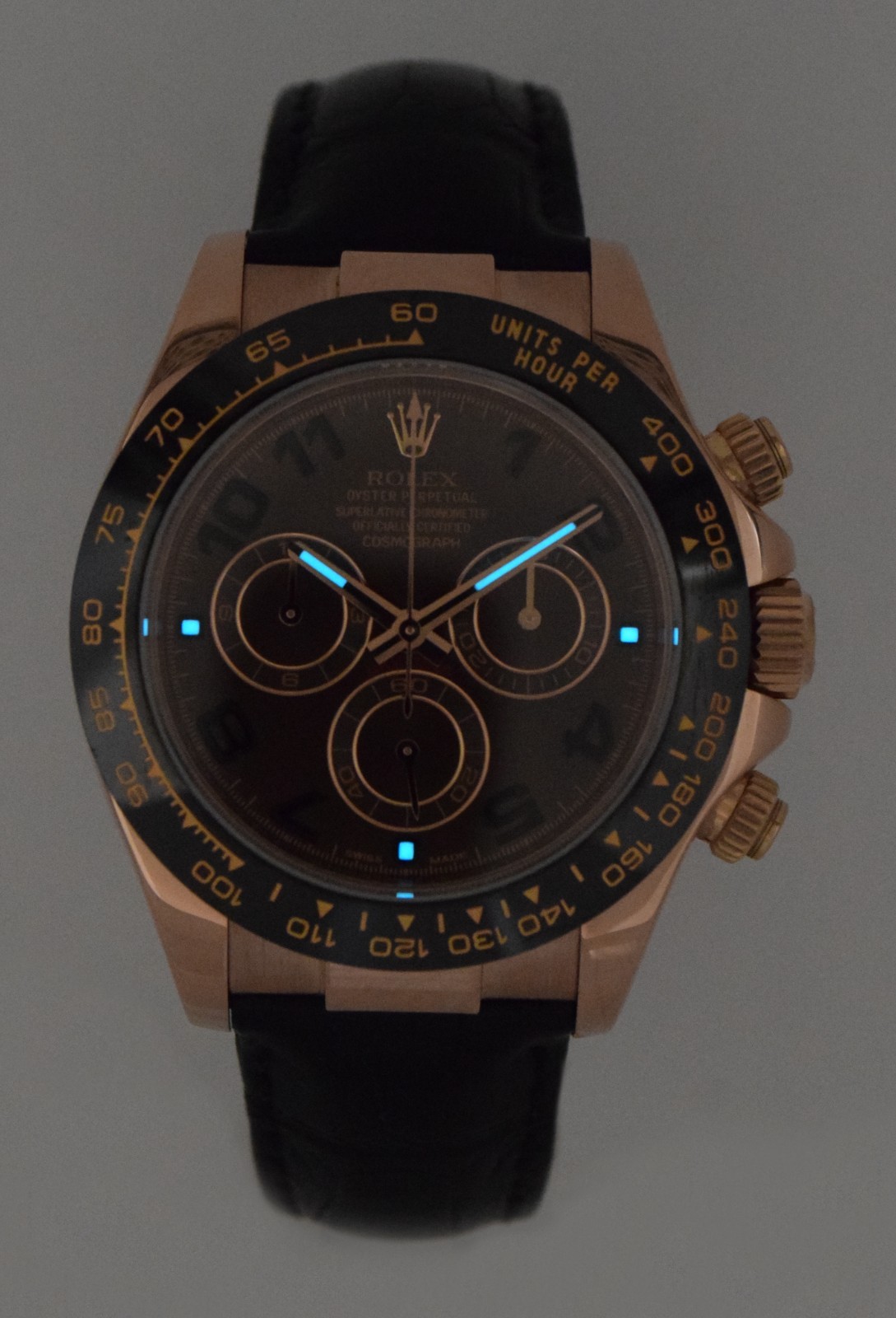 Rolex Daytona 18k Rose Gold / Ceramic Chocolate Dial 40mm Watch B/P '15 116515