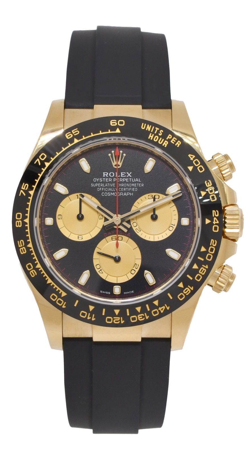 NOS Rolex Daytona 18k Yellow Gold Black Dial Oysterflex Watch '23 B/P 116518