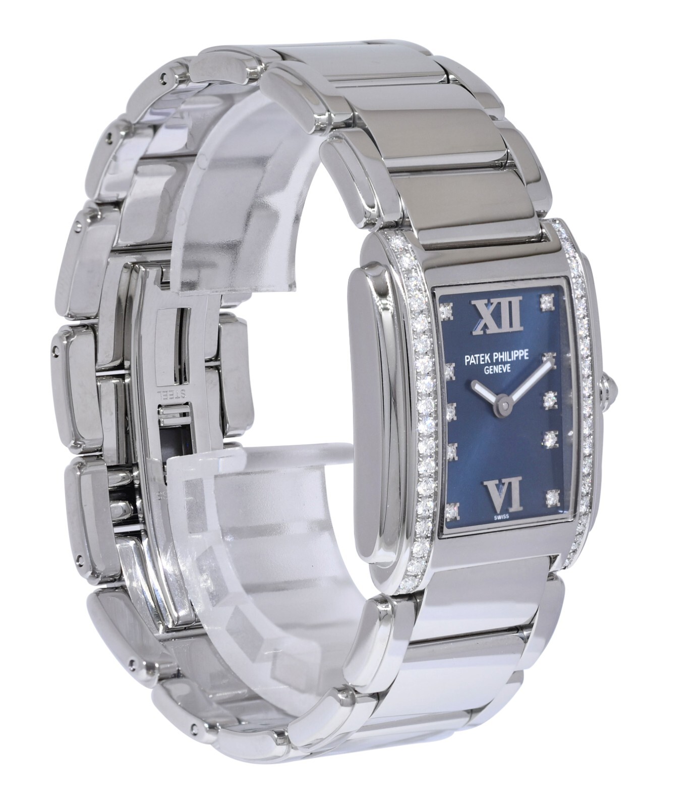 Patek Philippe Twenty~4 Steel & Diamond Blue Dial Ladies Watch 24 4910/10A