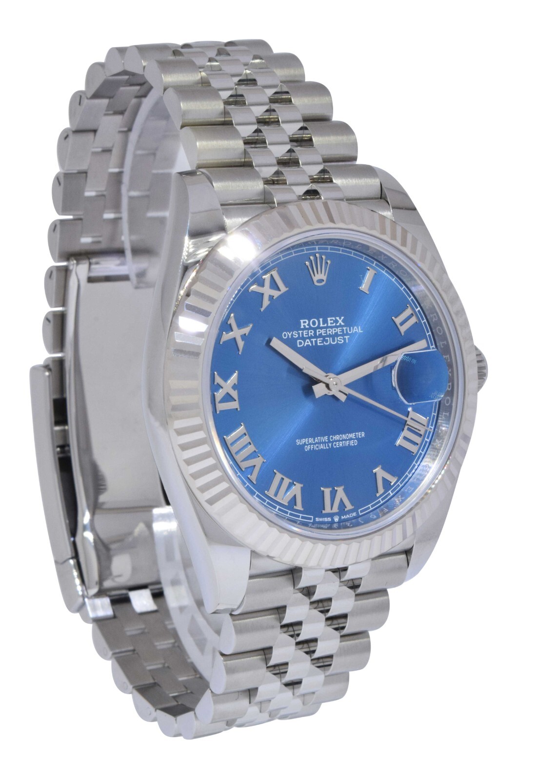 Rolex Datejust 41 Steel & 18k Gold Bezel Blue Roman Dial Watch +Card '22 126334