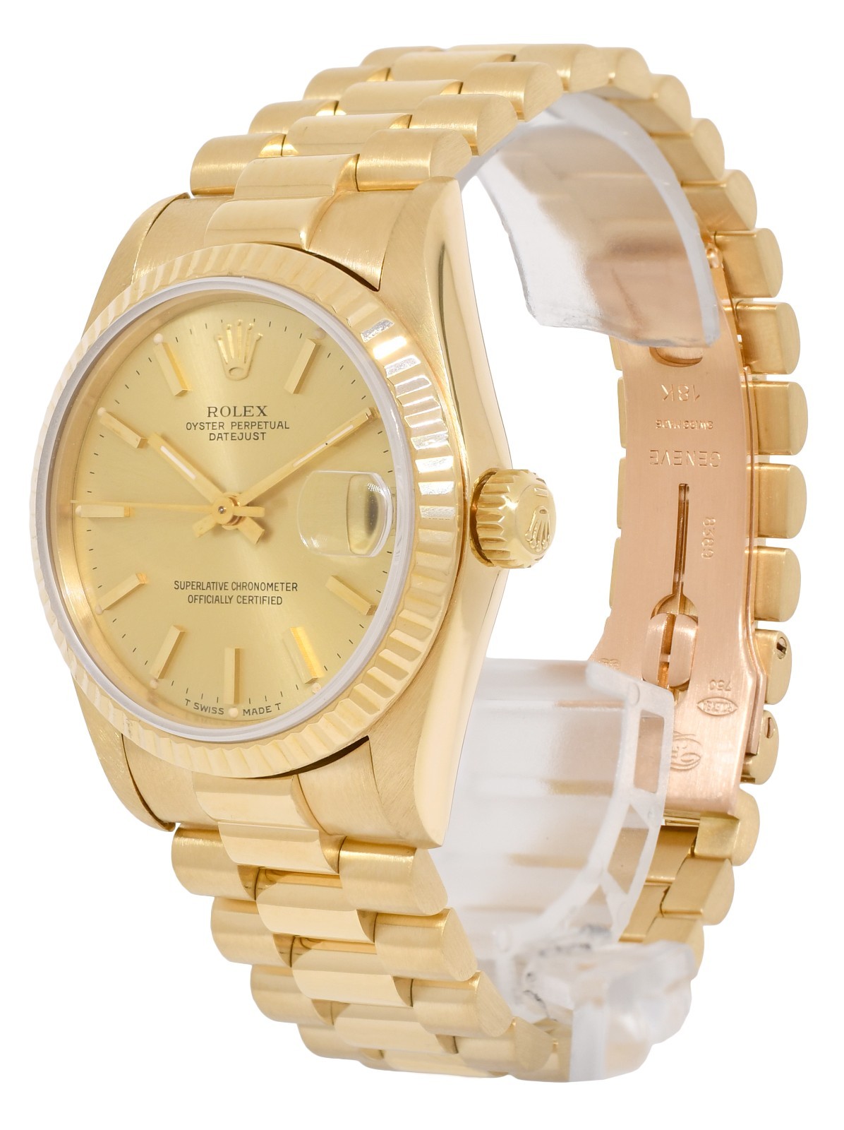 Rolex Datejust President 18k Yellow Gold Champagne 31mm Watch +Papers '88 68278