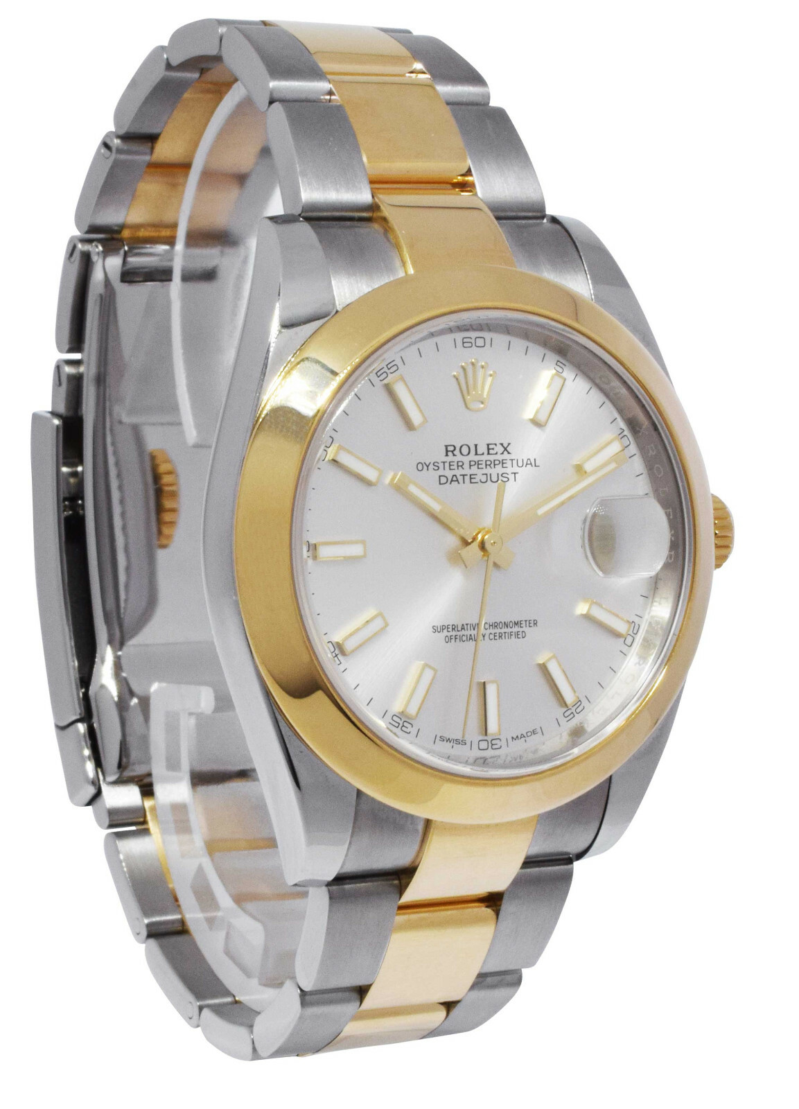 Rolex Datejust 41 18k Yellow Gold/Steel Silver Dial Mens Oyster Watch 126303