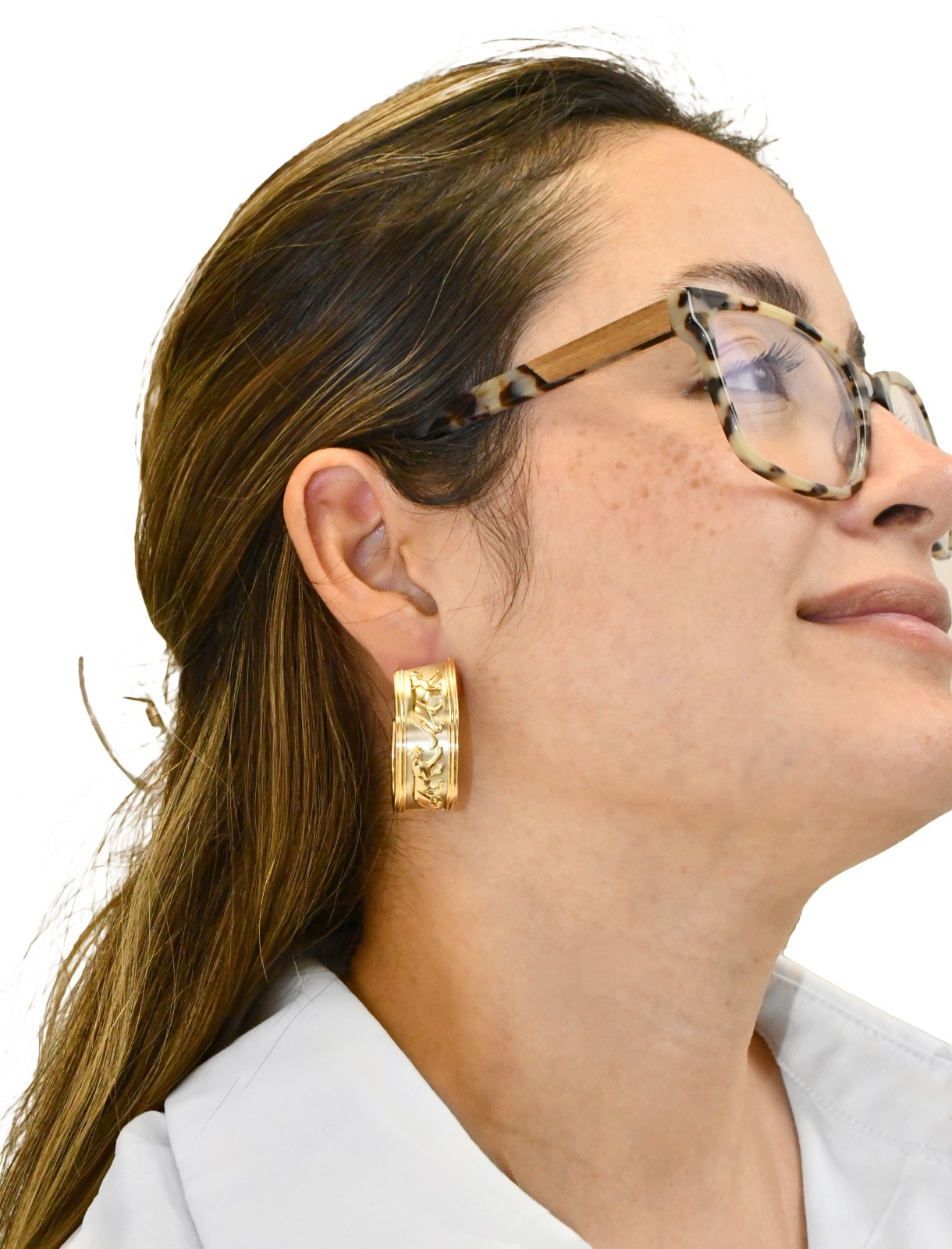 Cartier Panthere 18k Yellow Gold & Platinum Hoop Earrings