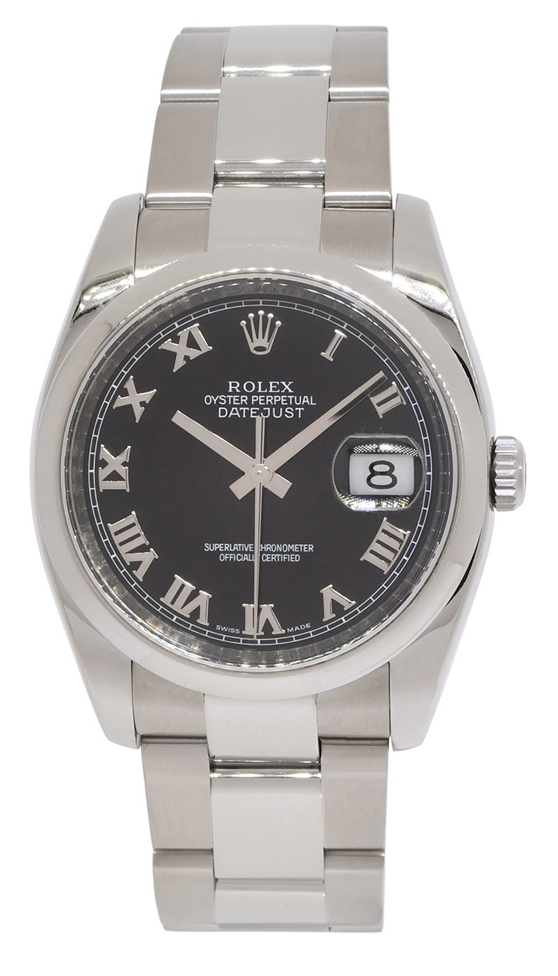 Rolex Datejust Steel Black Dial Oyster Bracelet 36mm Watch +Card M 116200