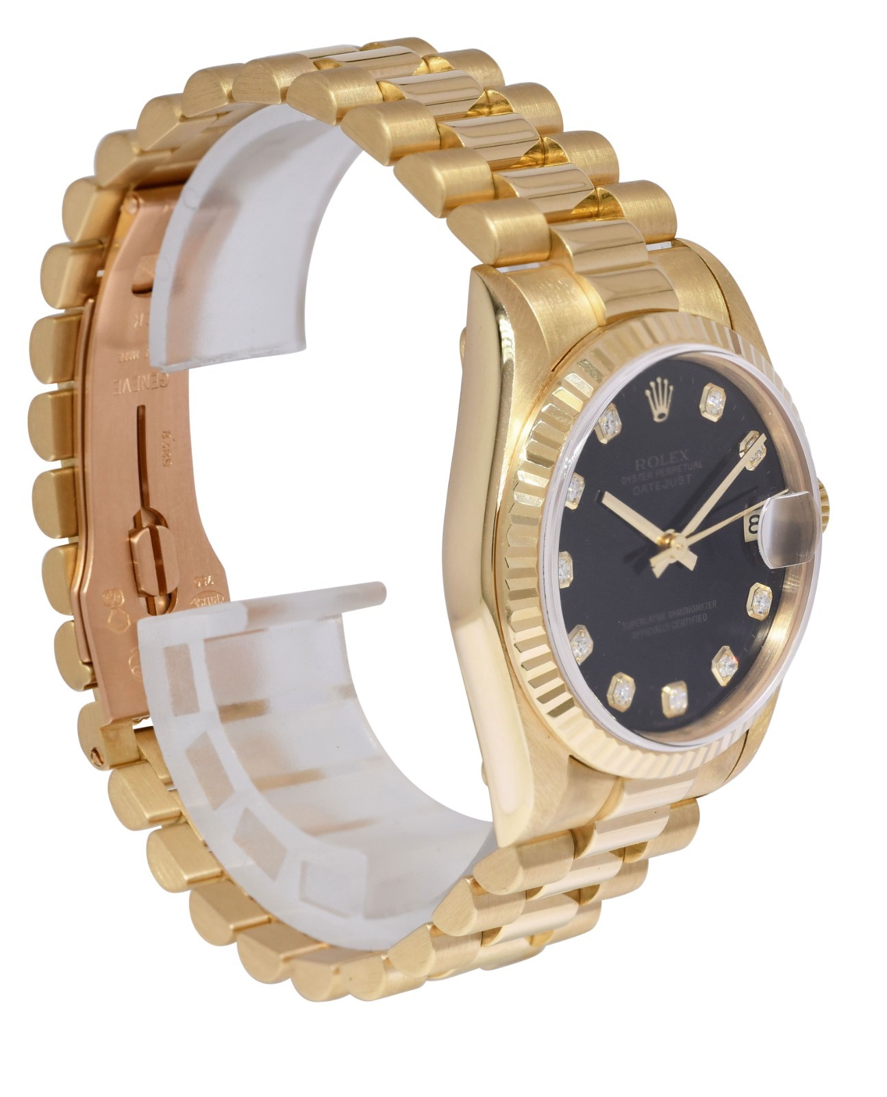 Rolex Datejust President 18k Yellow Gold Black Diamond Dial 31mm Watch A 78278