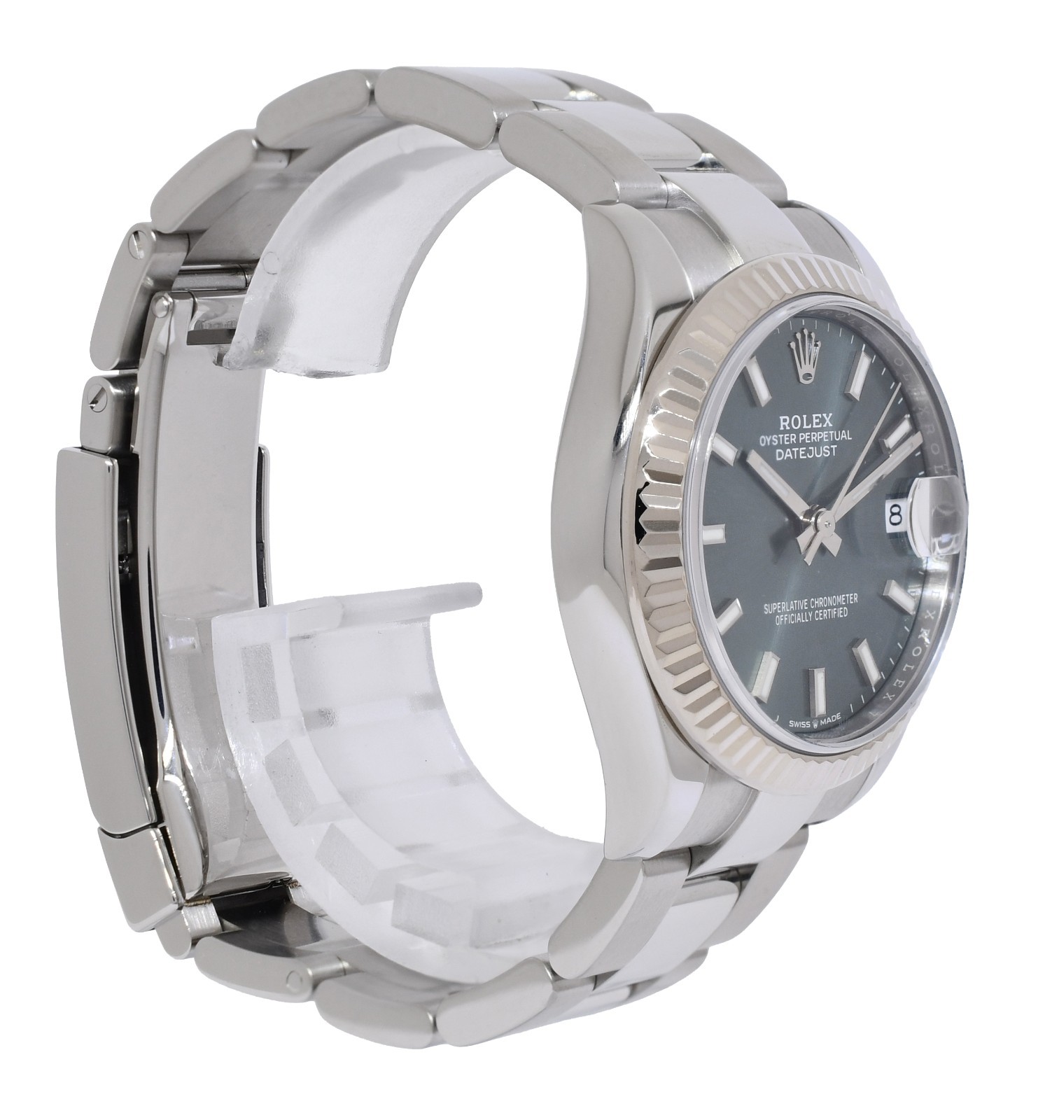 Rolex Datejust 31 Steel & 18k White Gold Bezel Green Dial Ladies Watch 278274