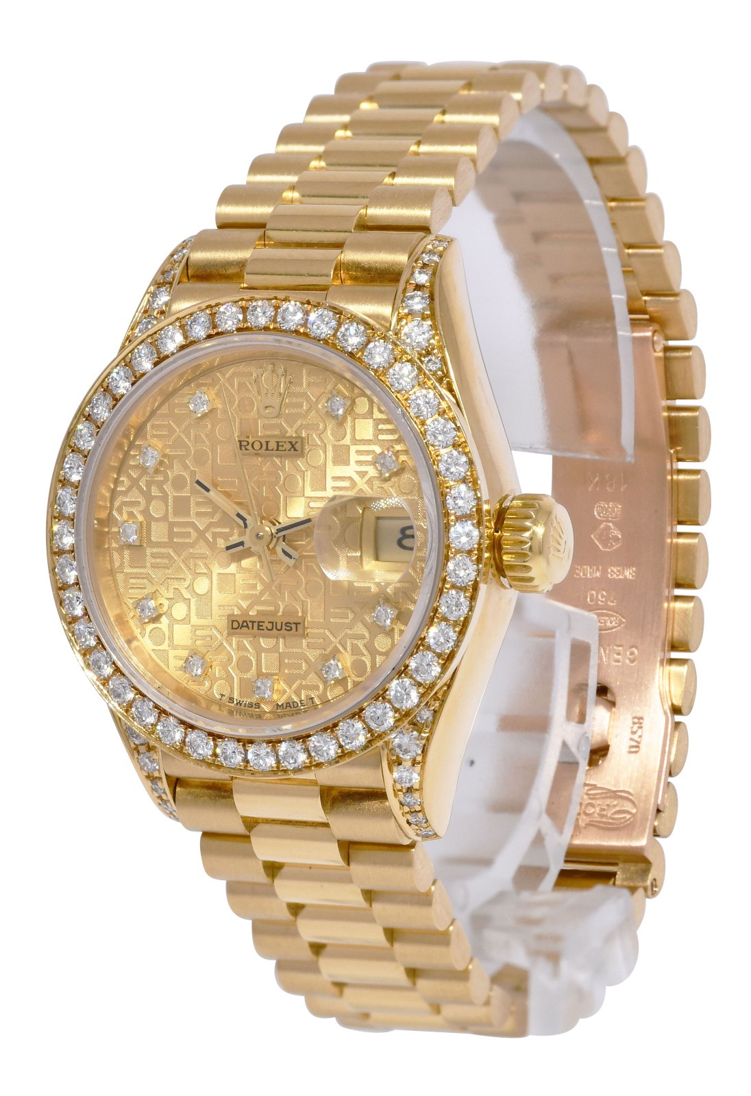 Rolex Datejust President 18k Yellow Gold Jubilee Diamond 26mm Watch N 69158