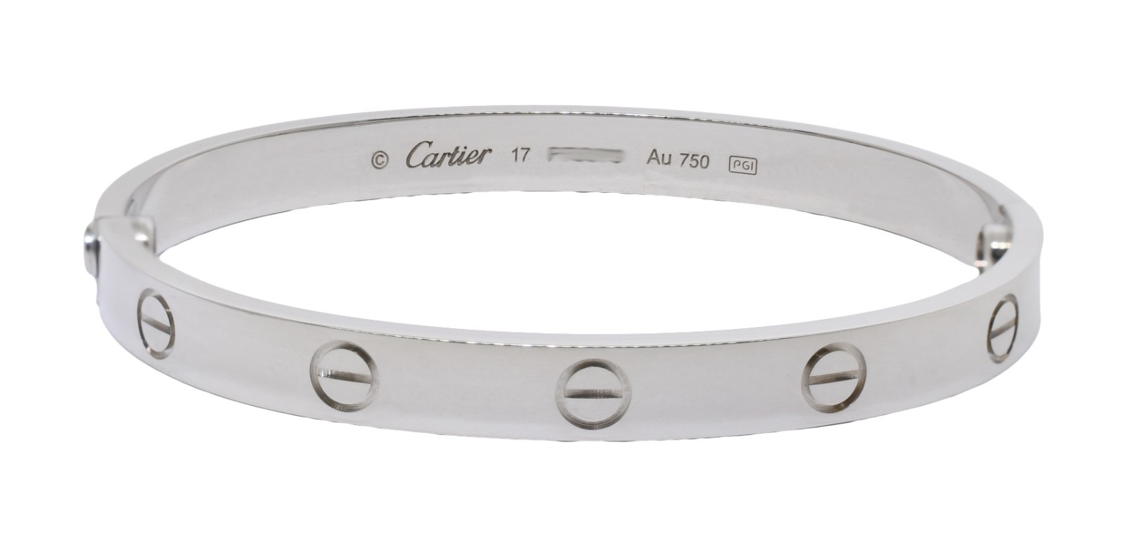 Cartier Love Bracelet Classic 18k White Gold Size 17 +Pouch B6067617 Cartier Love Bracelet Classic 18k White Gold Size 17 +Pouch B6067617
