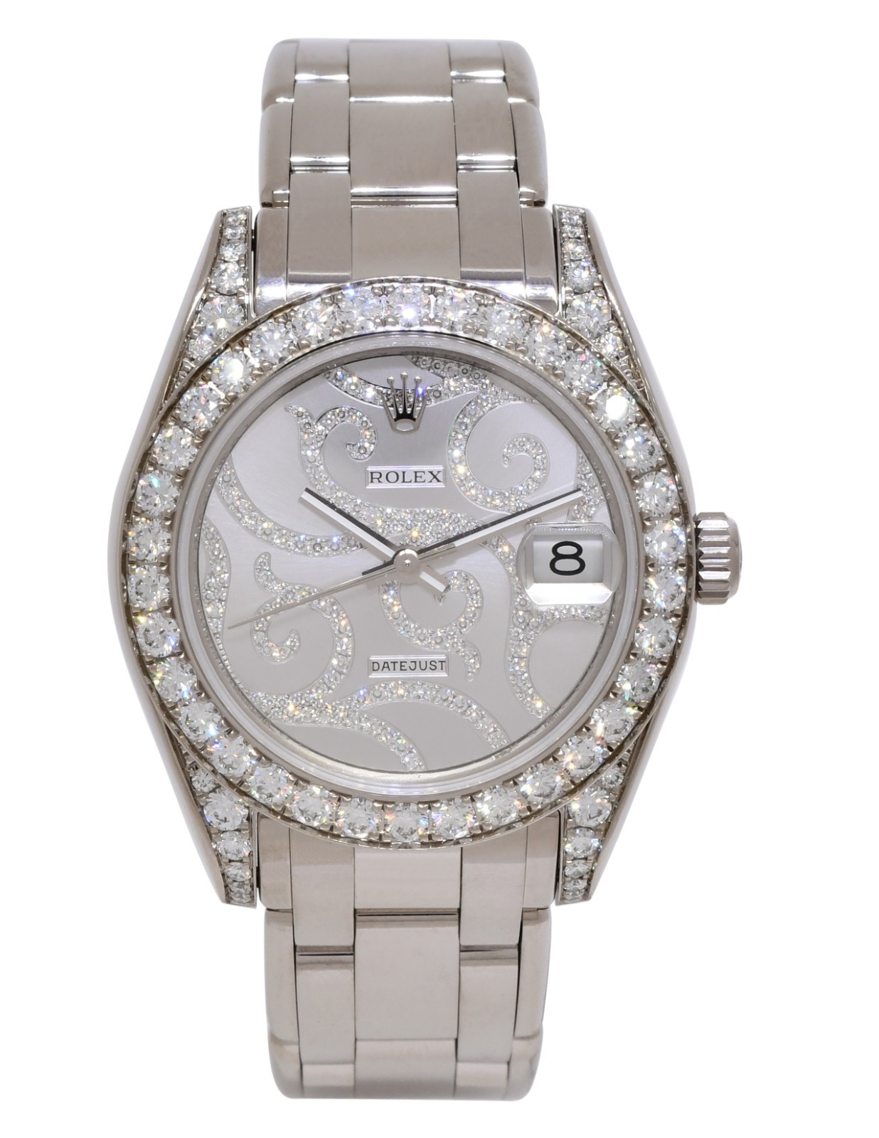 Rolex Datejust Pearlmaster 18k White Gold Diamond Ladies 34mm Watch B/P G 81159
