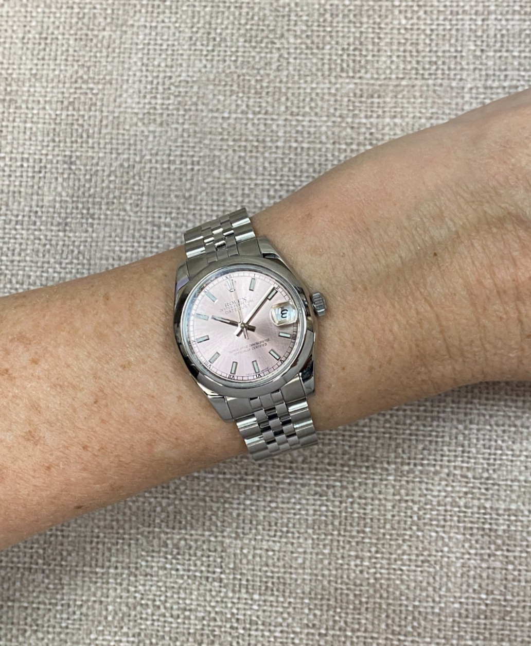 Rolex Datejust Steel Pink Dial Jubilee Bracelet 31mm Watch +Card '14 178240