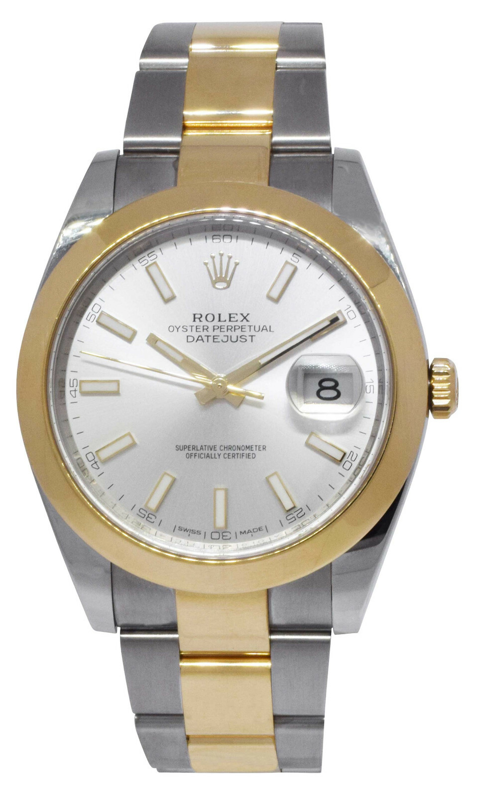 Rolex Datejust 41 18k Yellow Gold/Steel Silver Dial Mens Oyster Watch 126303