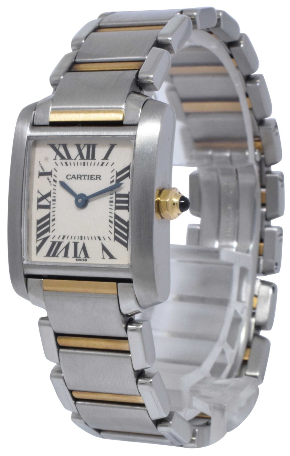 Cartier Tank Francaise Small 18k Yellow Gold/Steel Silver Dial Ladies Watch 2384
