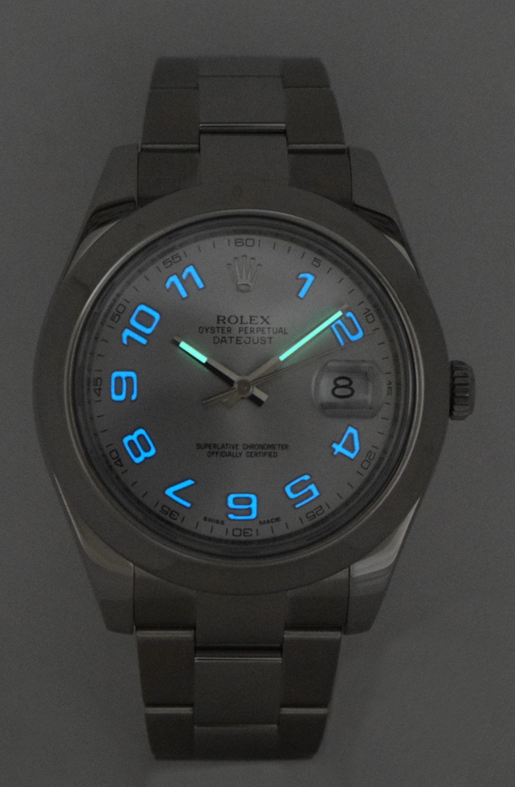 Rolex Datejust II Steel Silver Dial Purple Numerals 41mm Watch +Card '15 116300